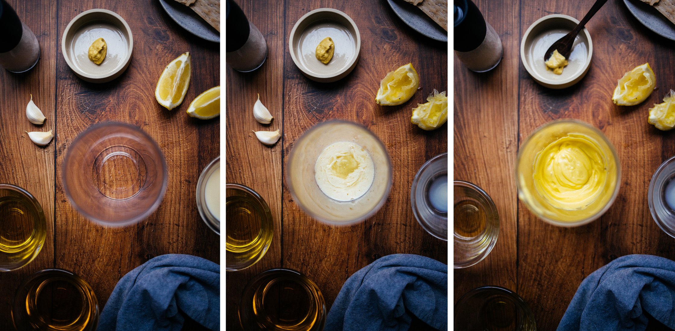 vegane Aioli wird in einem hohen Gefäß zubereitet