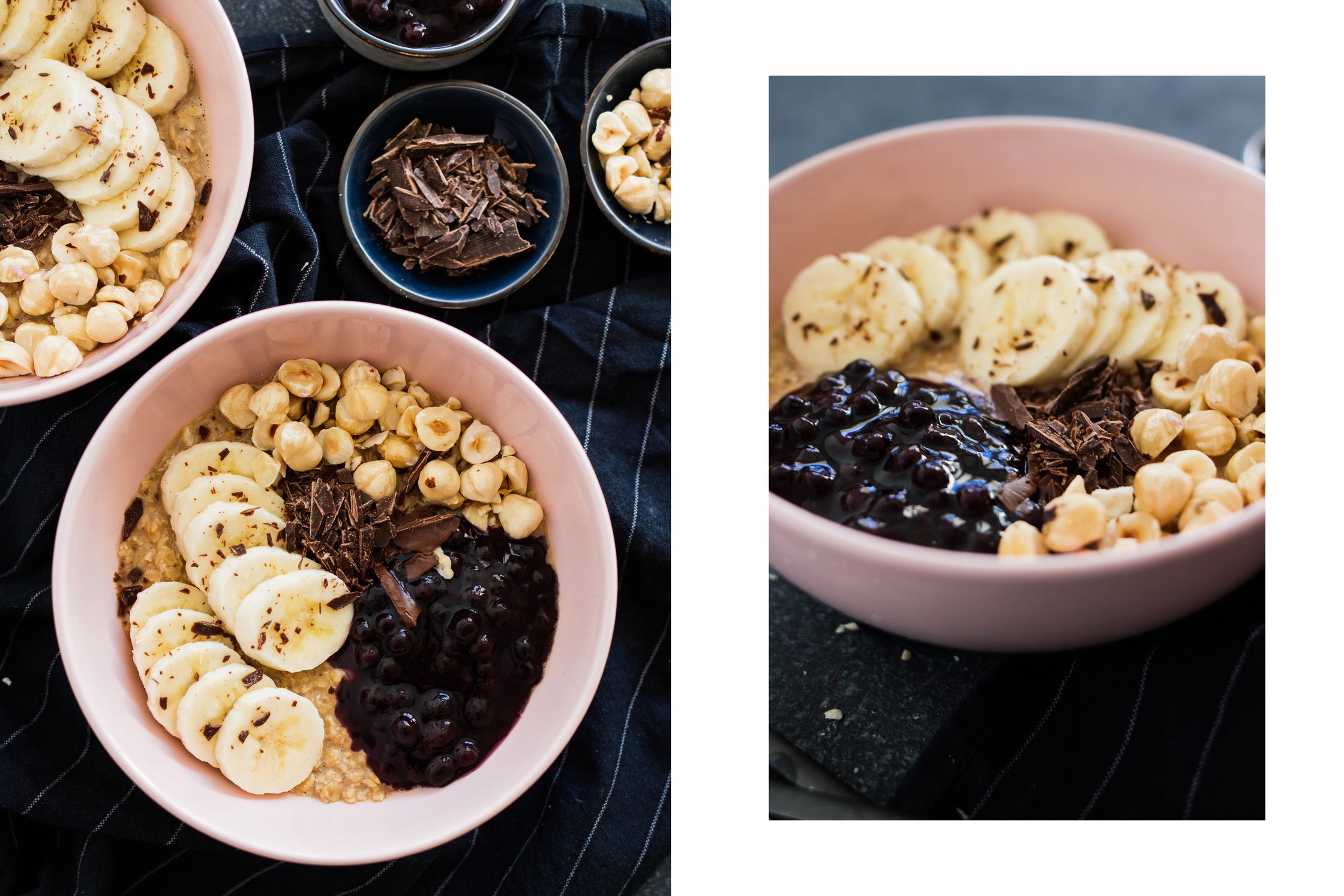 veganes Chai-Porridge mit Banane und Nüssen
