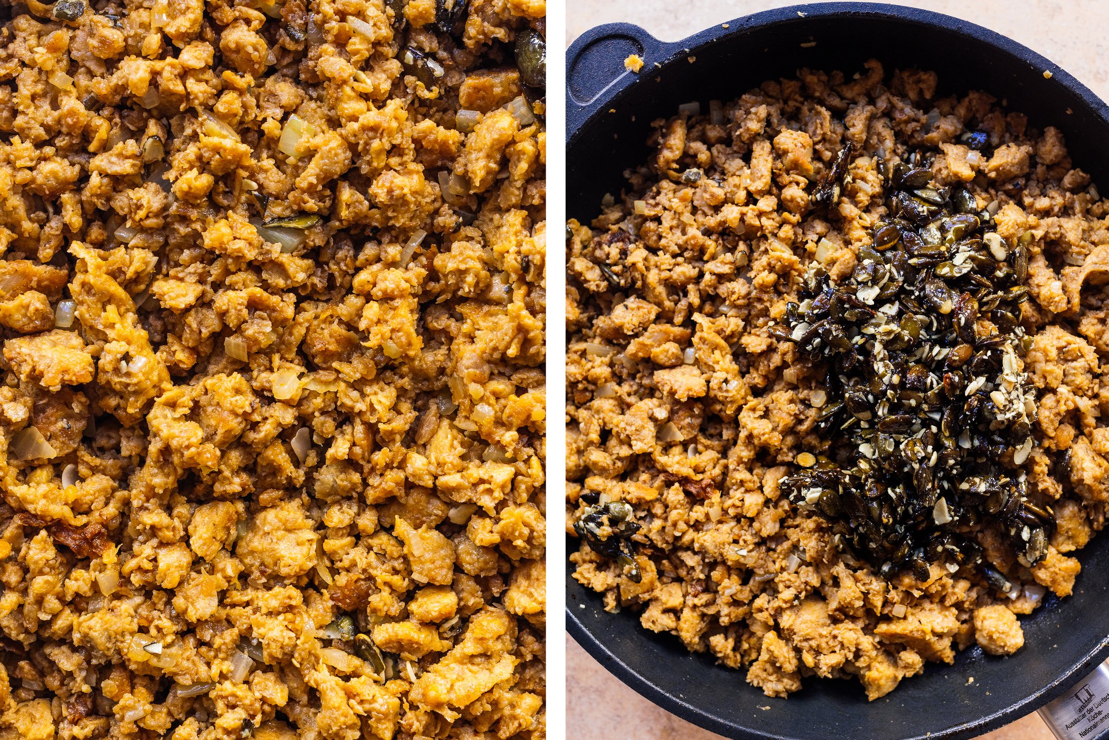 vegan minced meat with pumpkin seeds
