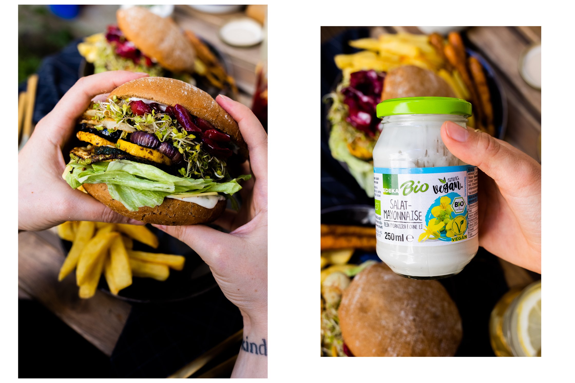 Veganer Burger mit Grillgemüse und bio-veganer Mayonnaise von EDEKA