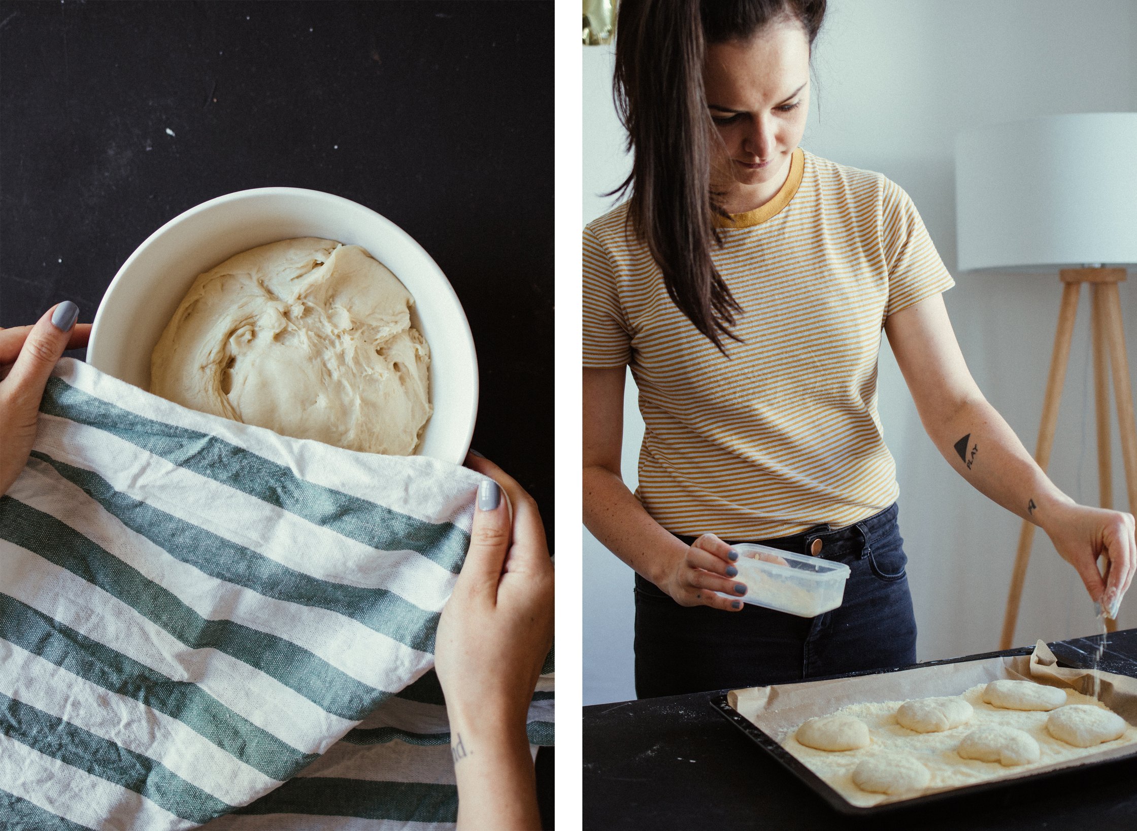 resting dough and flour it