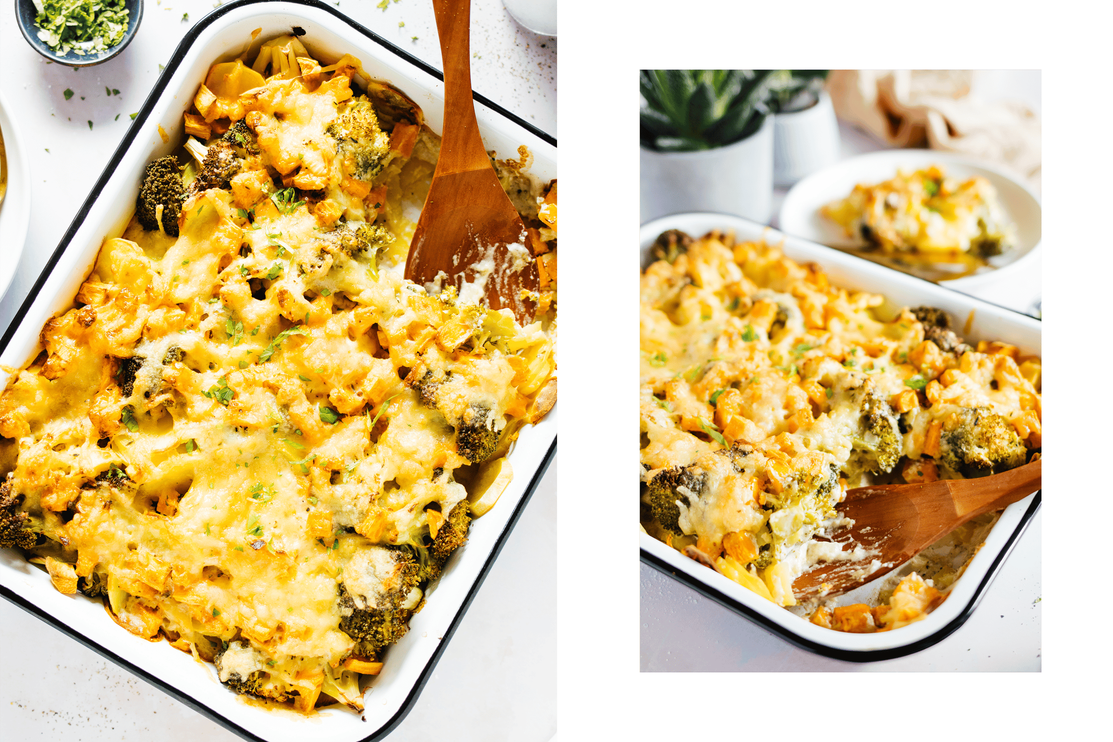 vegan potato casserole with broccoli