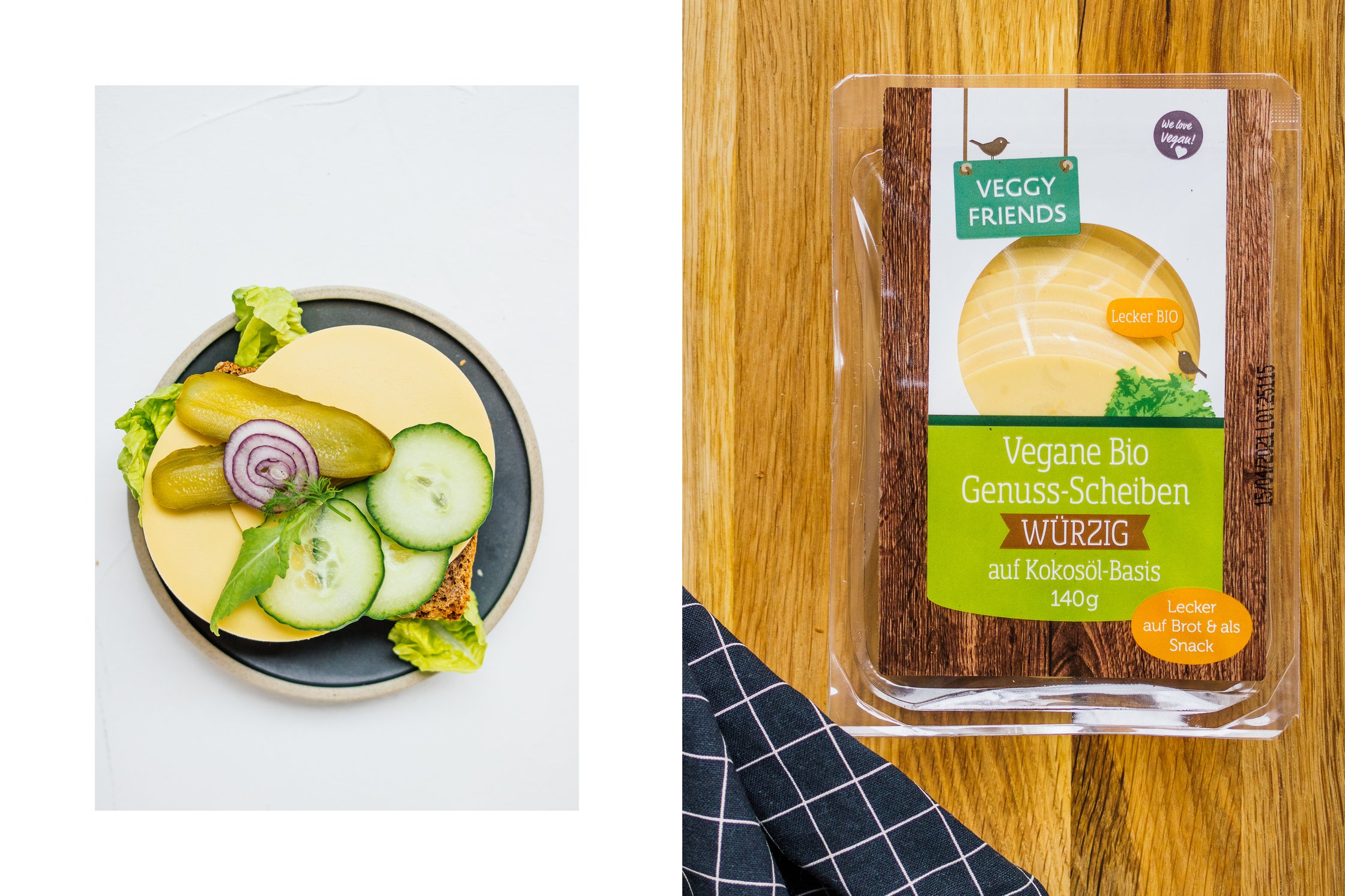 Veganer Veggy Friends Käse auf Holzbrett