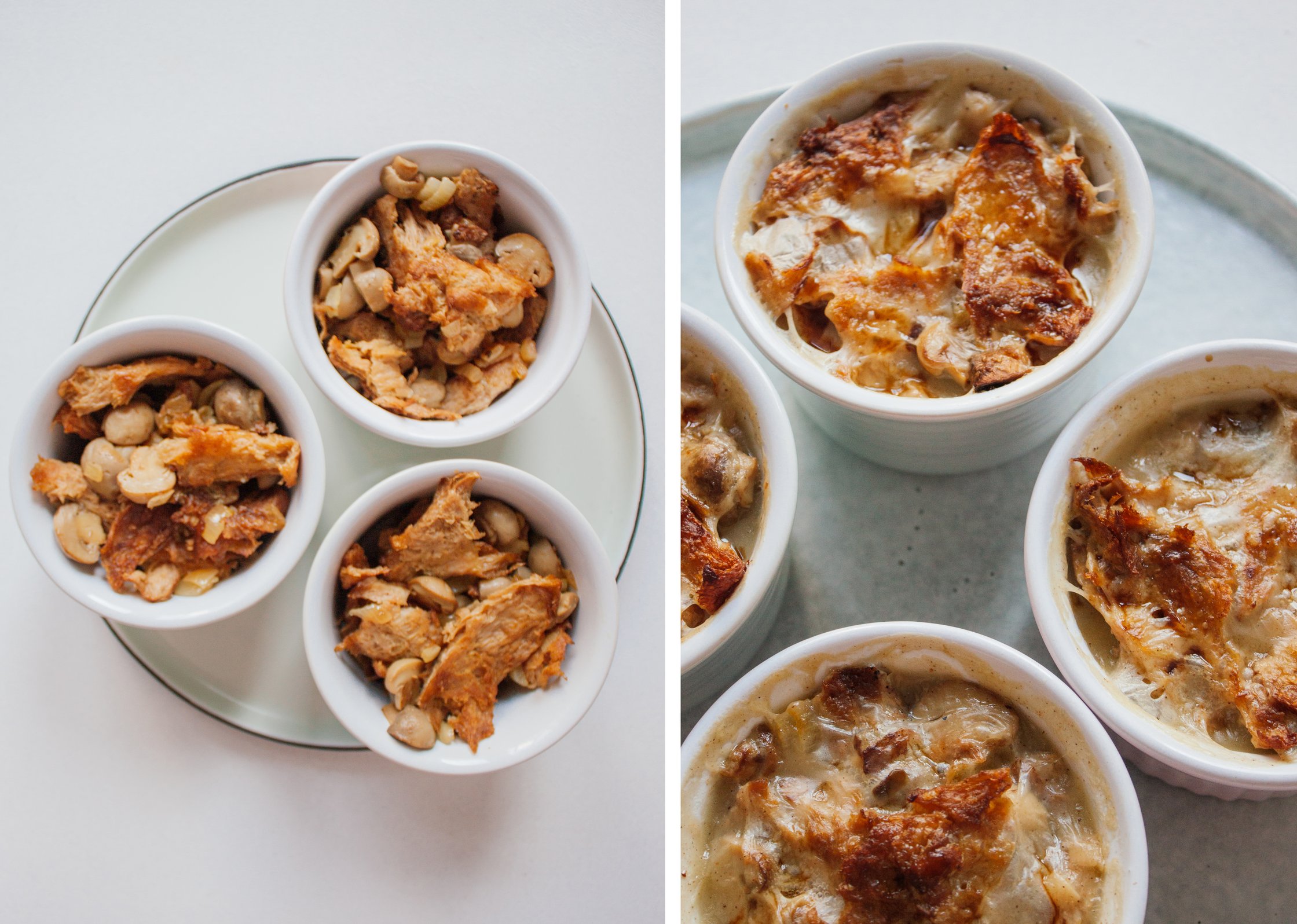 vegan ragout fin before and after baking