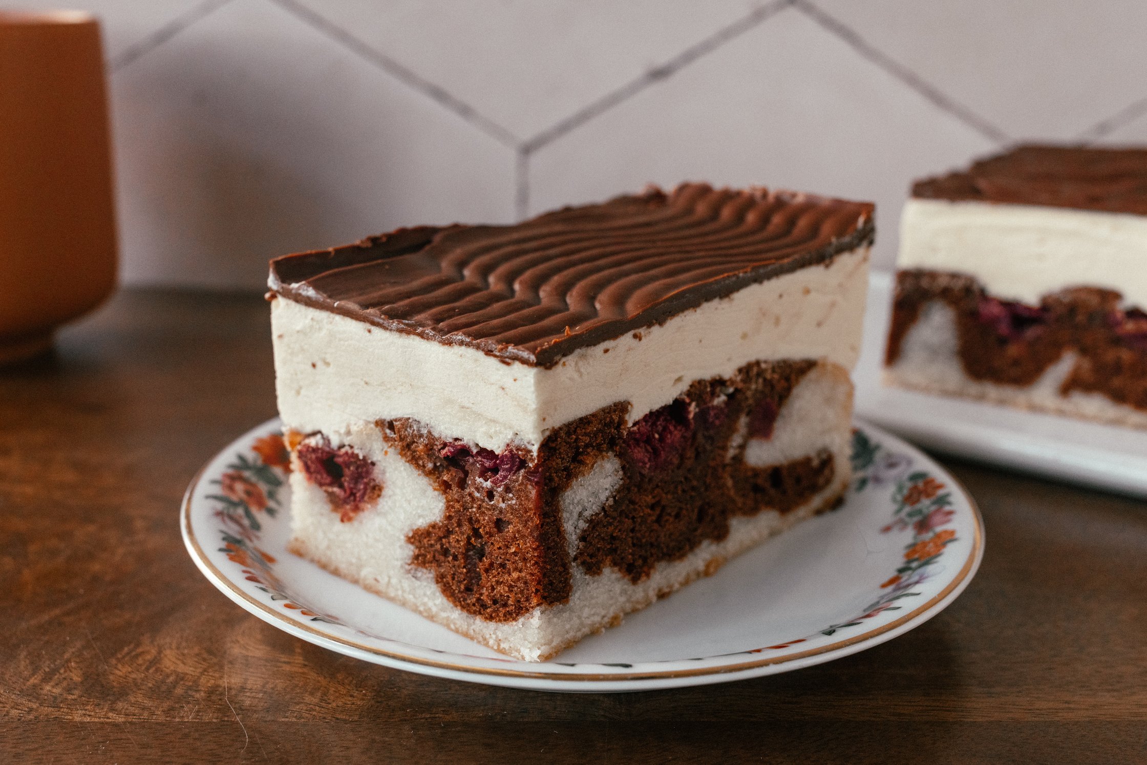 vegan donauwelle in baking pan