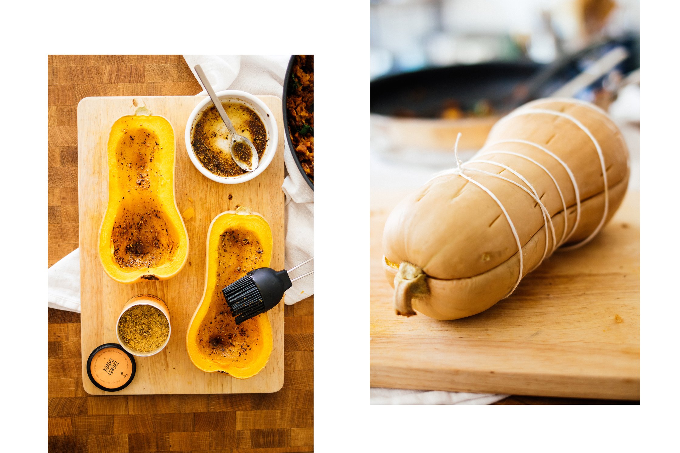 filling the vegan butternut squash