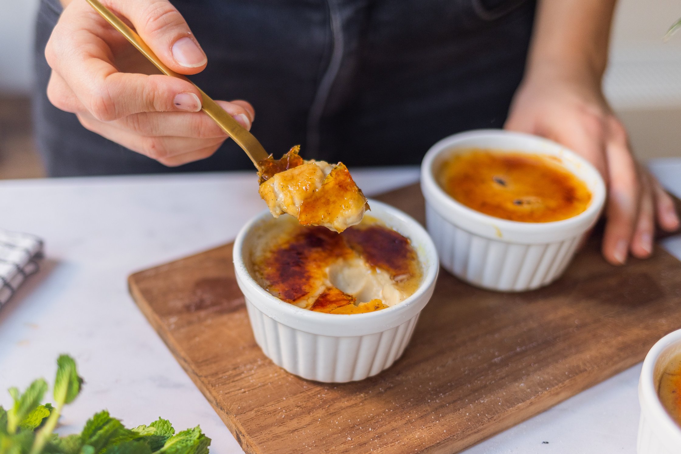 Vegan Crème Brûlée ready to eat.