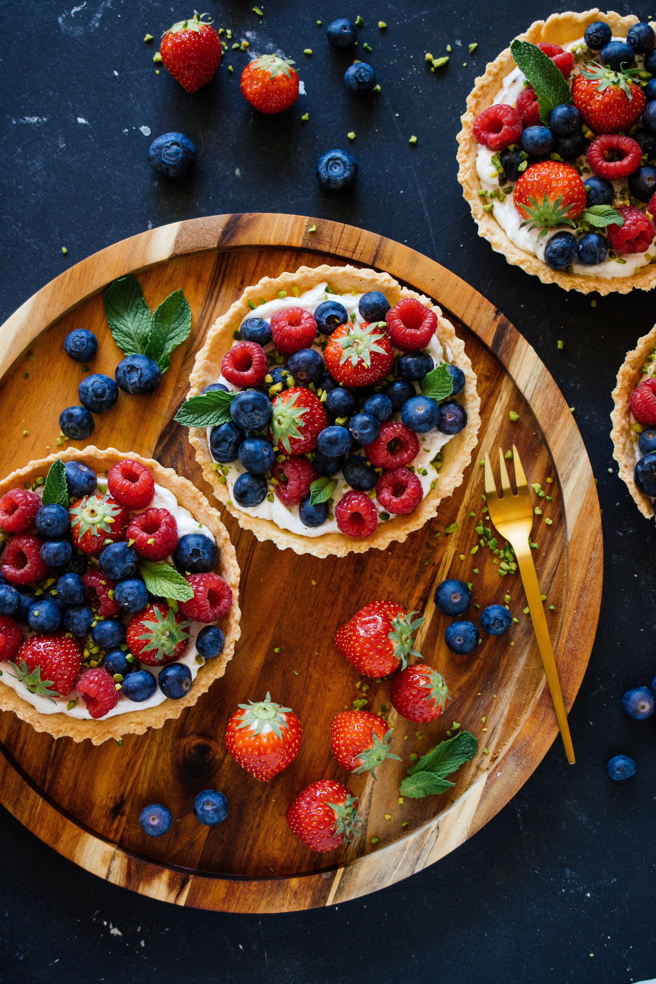 tartelettes on a wooden board