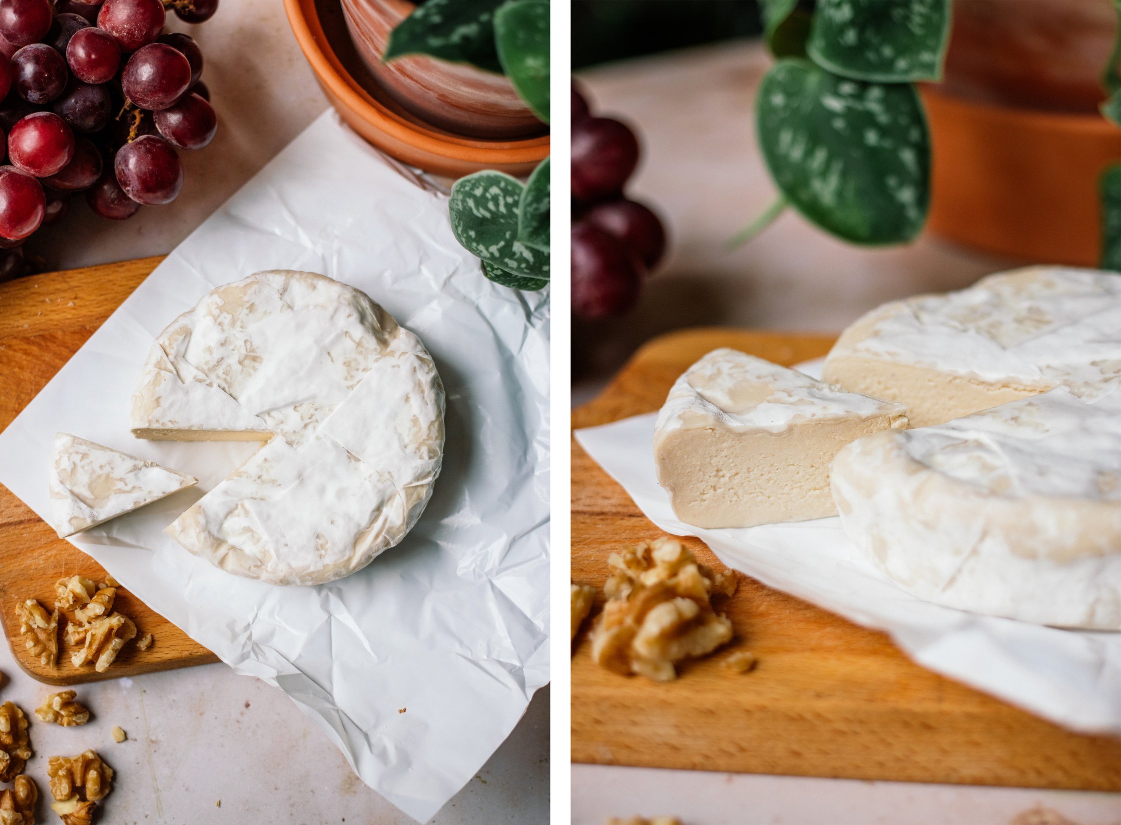 ripe vegan camembert ready to be eaten