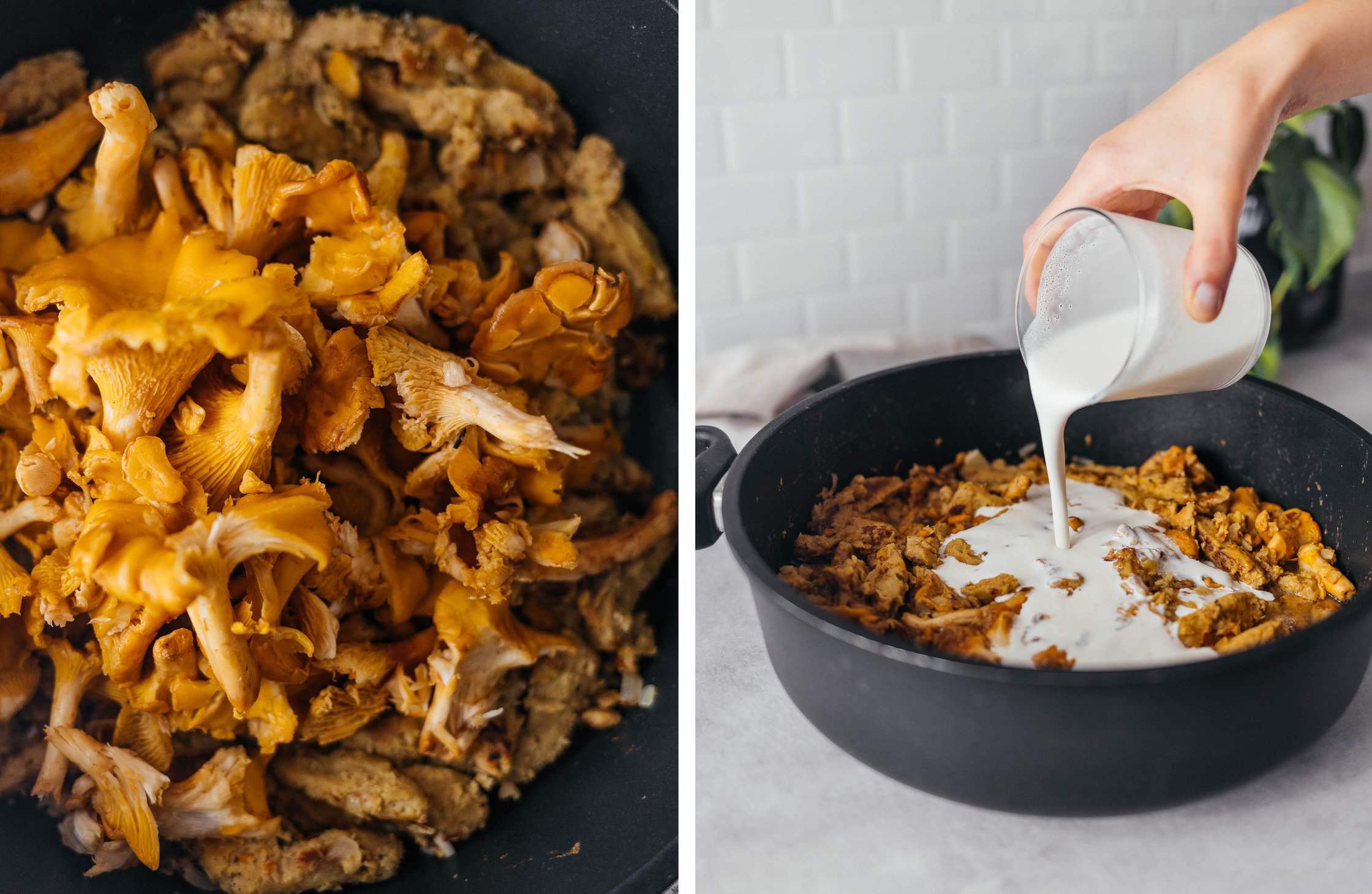 Soja-Geschnetzeltes mit Pfifferlingen und veganer Sahne