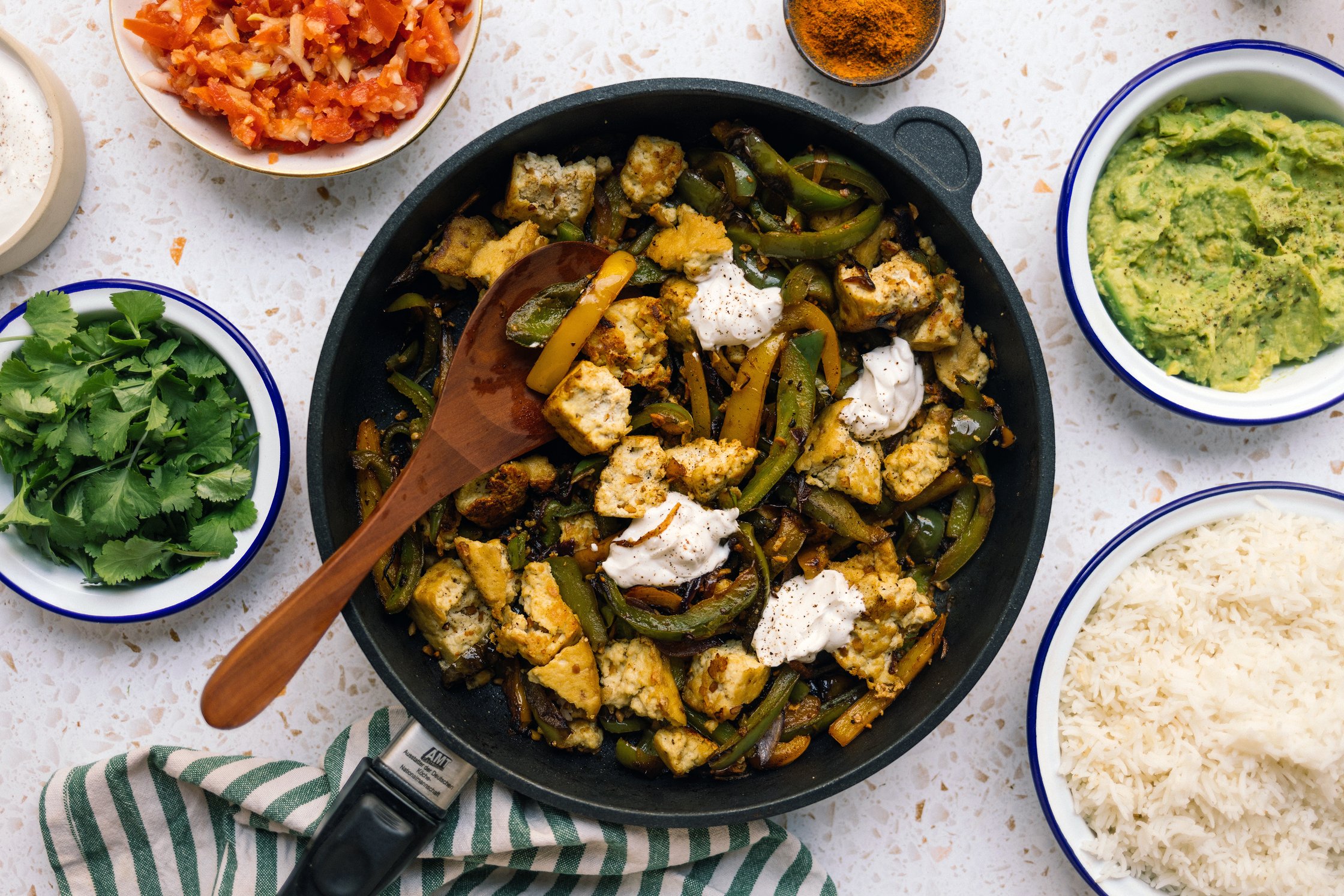tofu fajitas served with sides