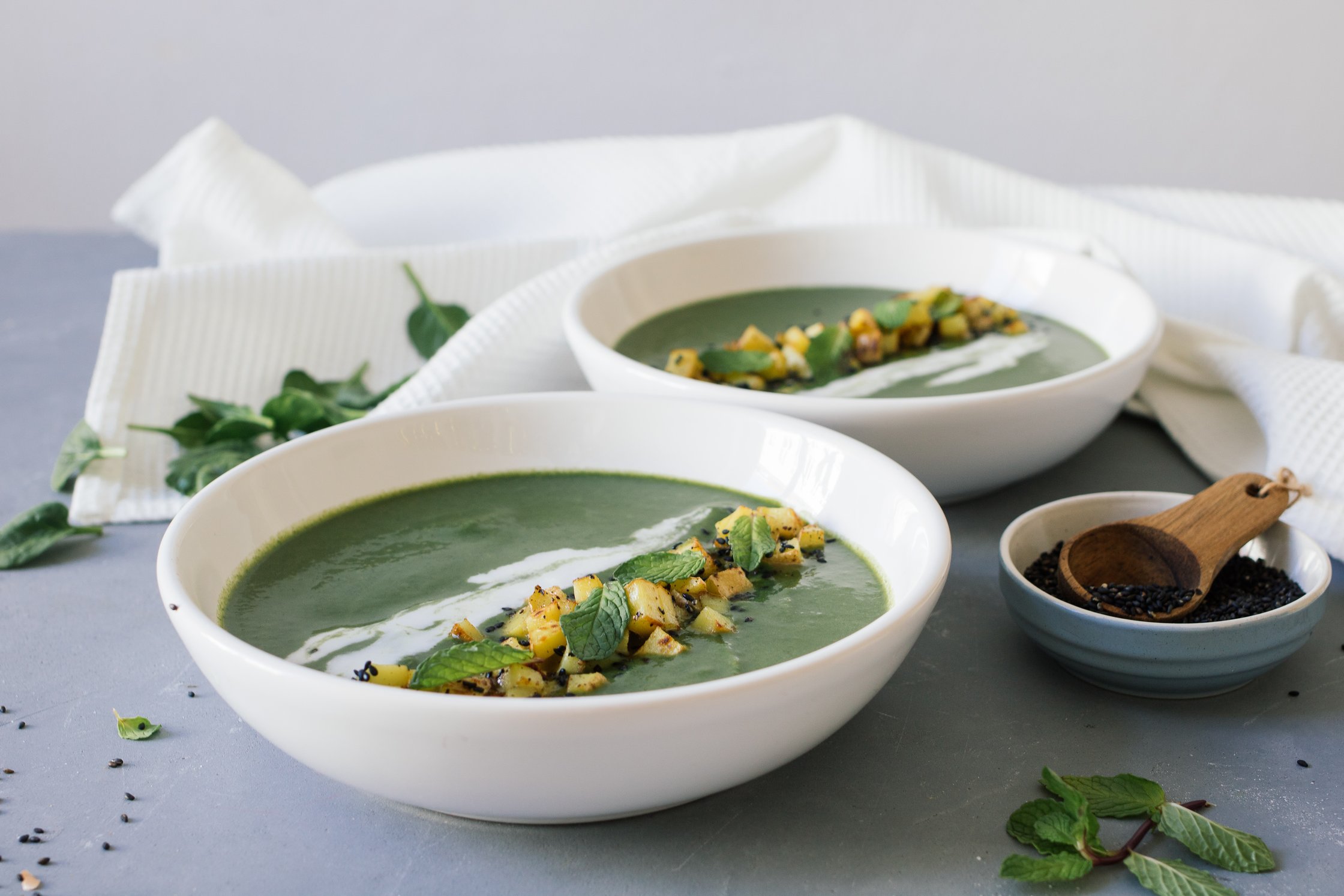 spinach soup served hot
