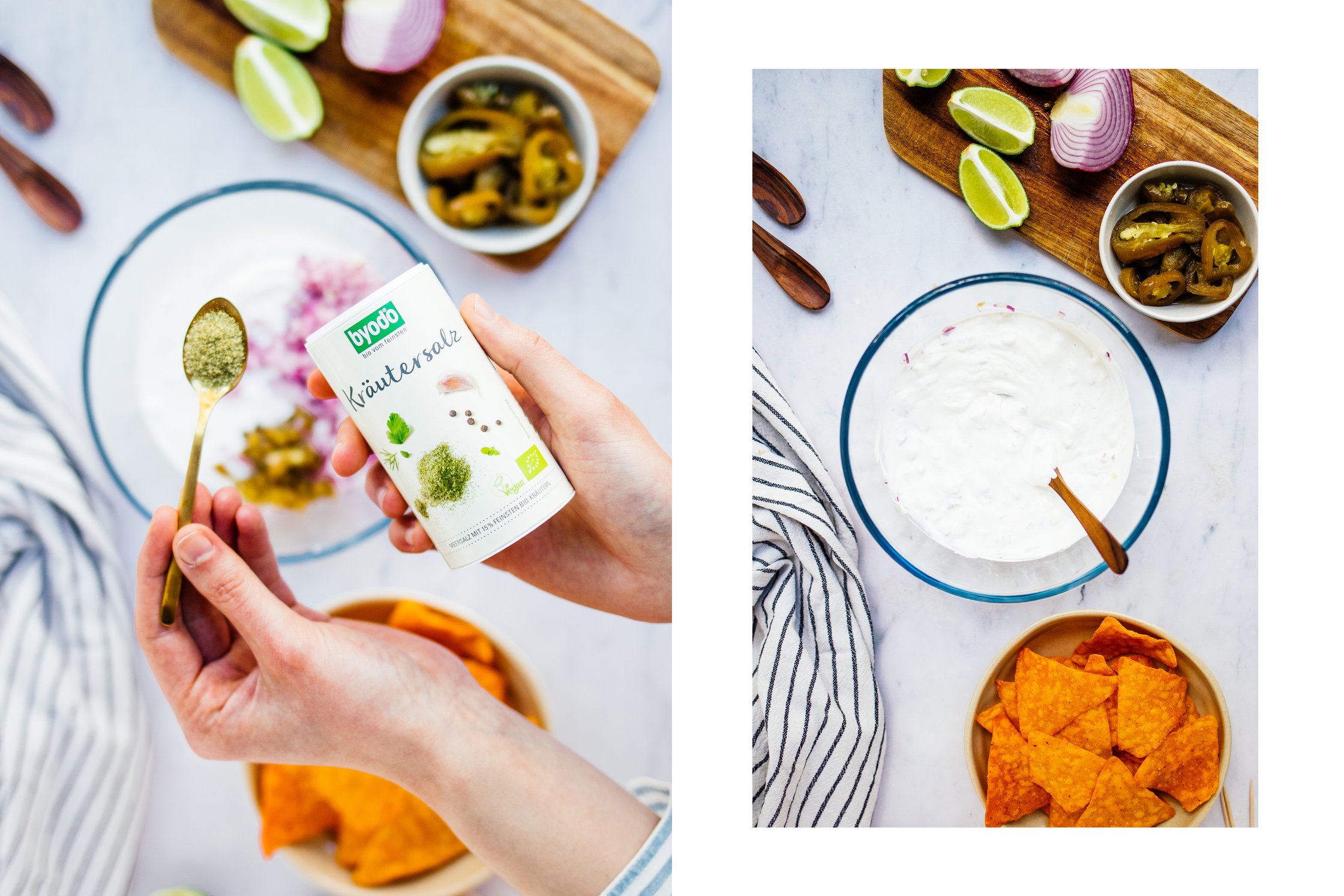 seasoning sour cream with herbed salt