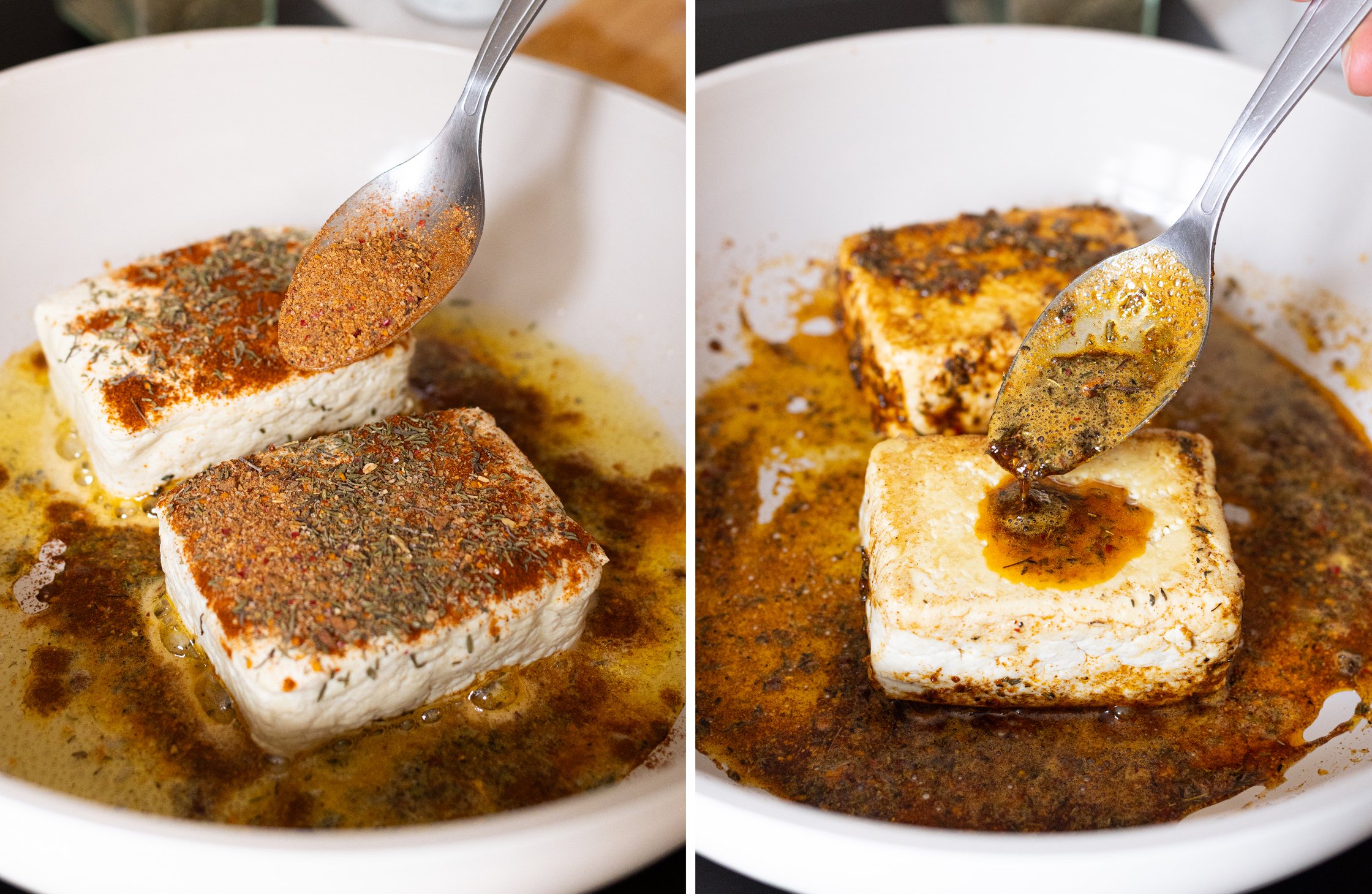 Der Tofu wird mariniert.