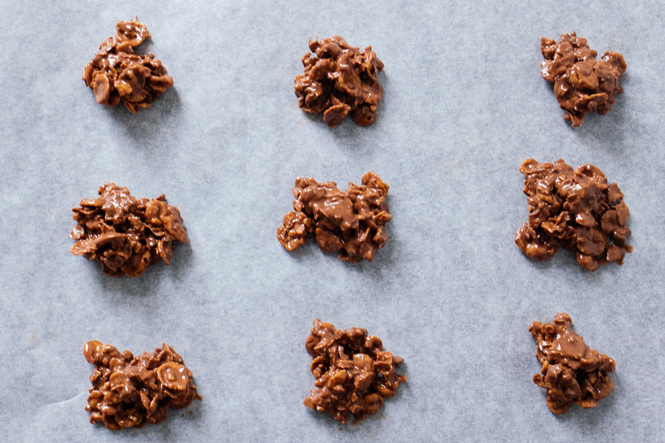 Choco Crossies on a baking sheet