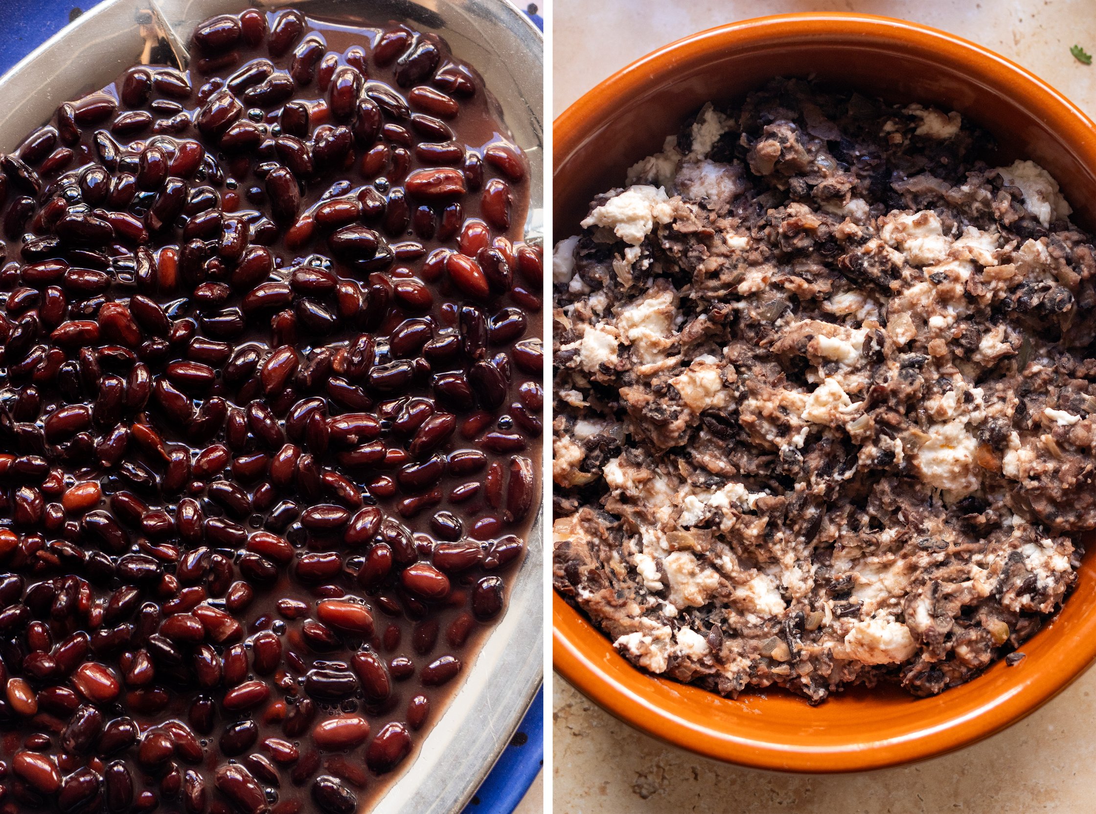 bean and vegan cheese filling for pupusas