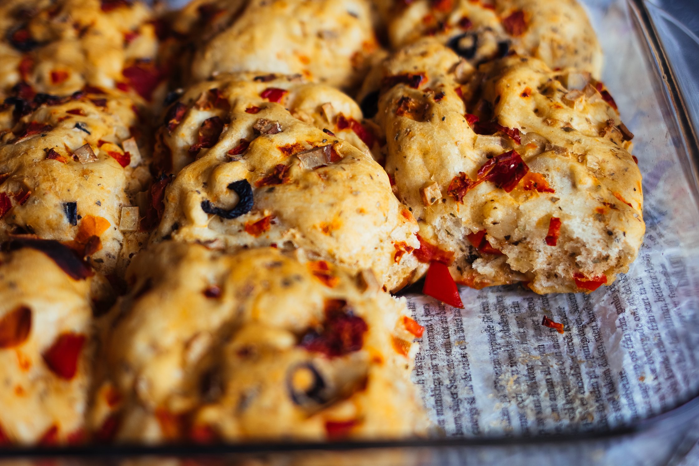 vegan pizza rolls after baking
