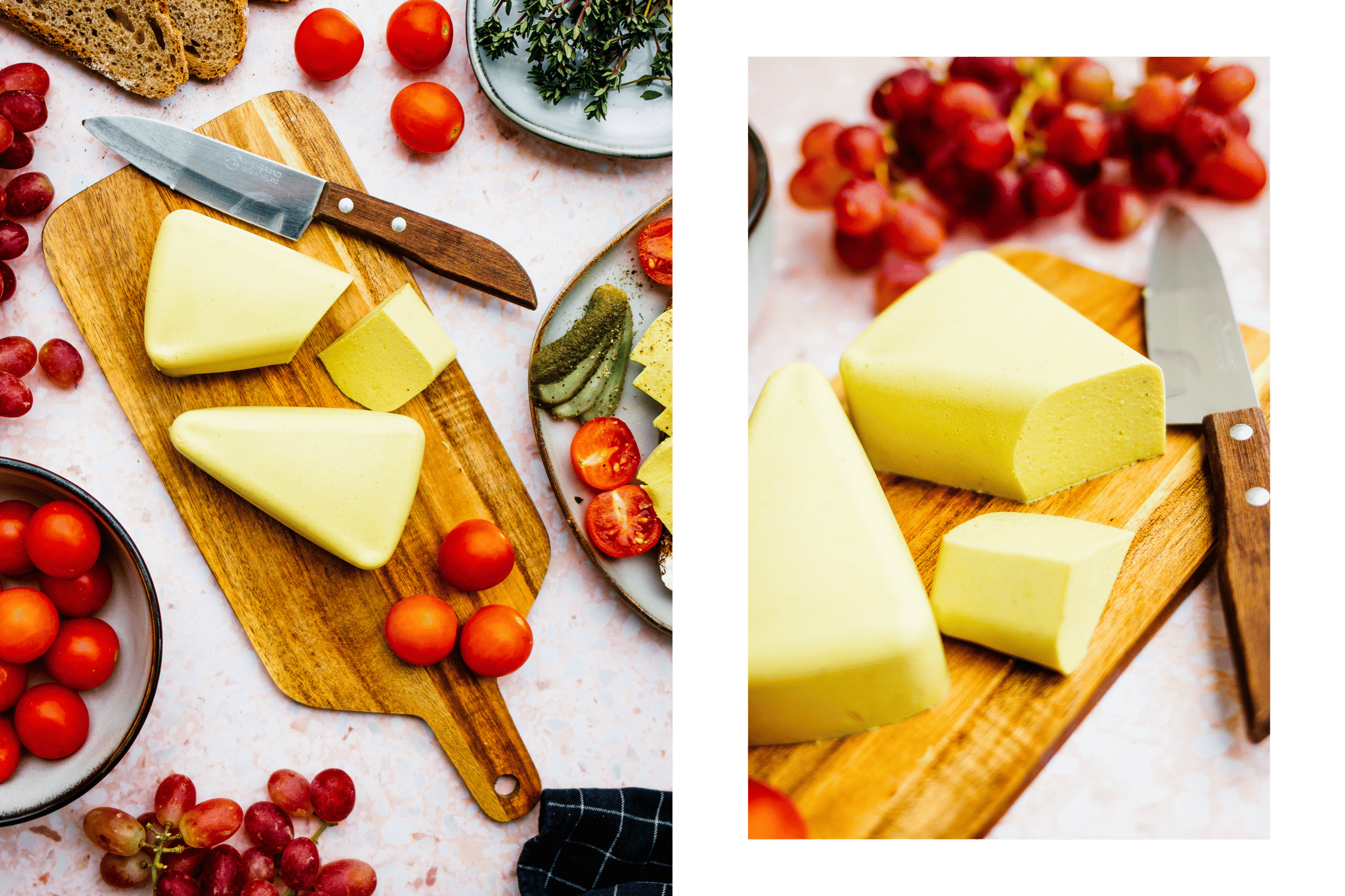 veganer selbstgemachter Käse mit Tomaten