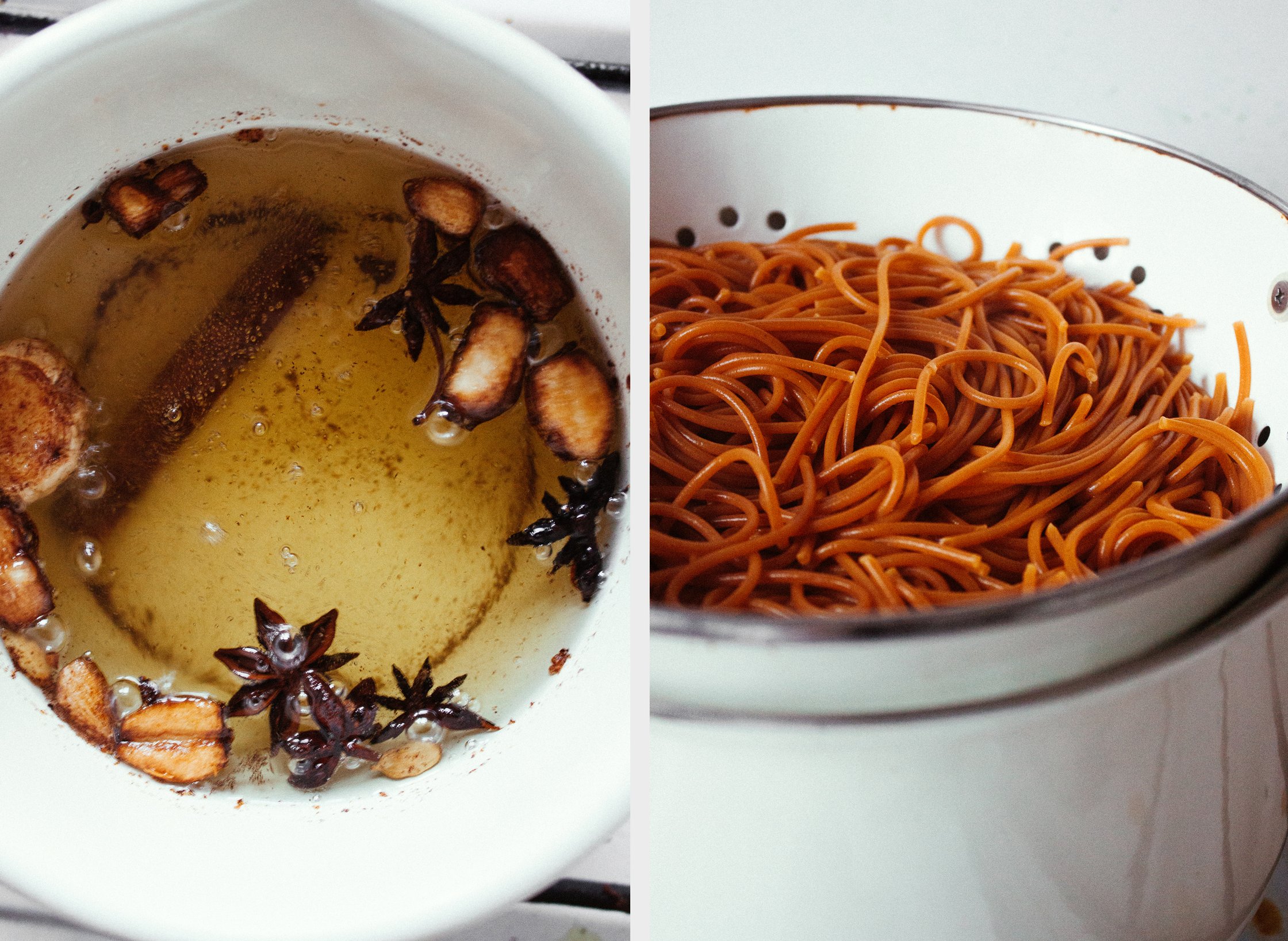 chiliöl und gekochte pasta