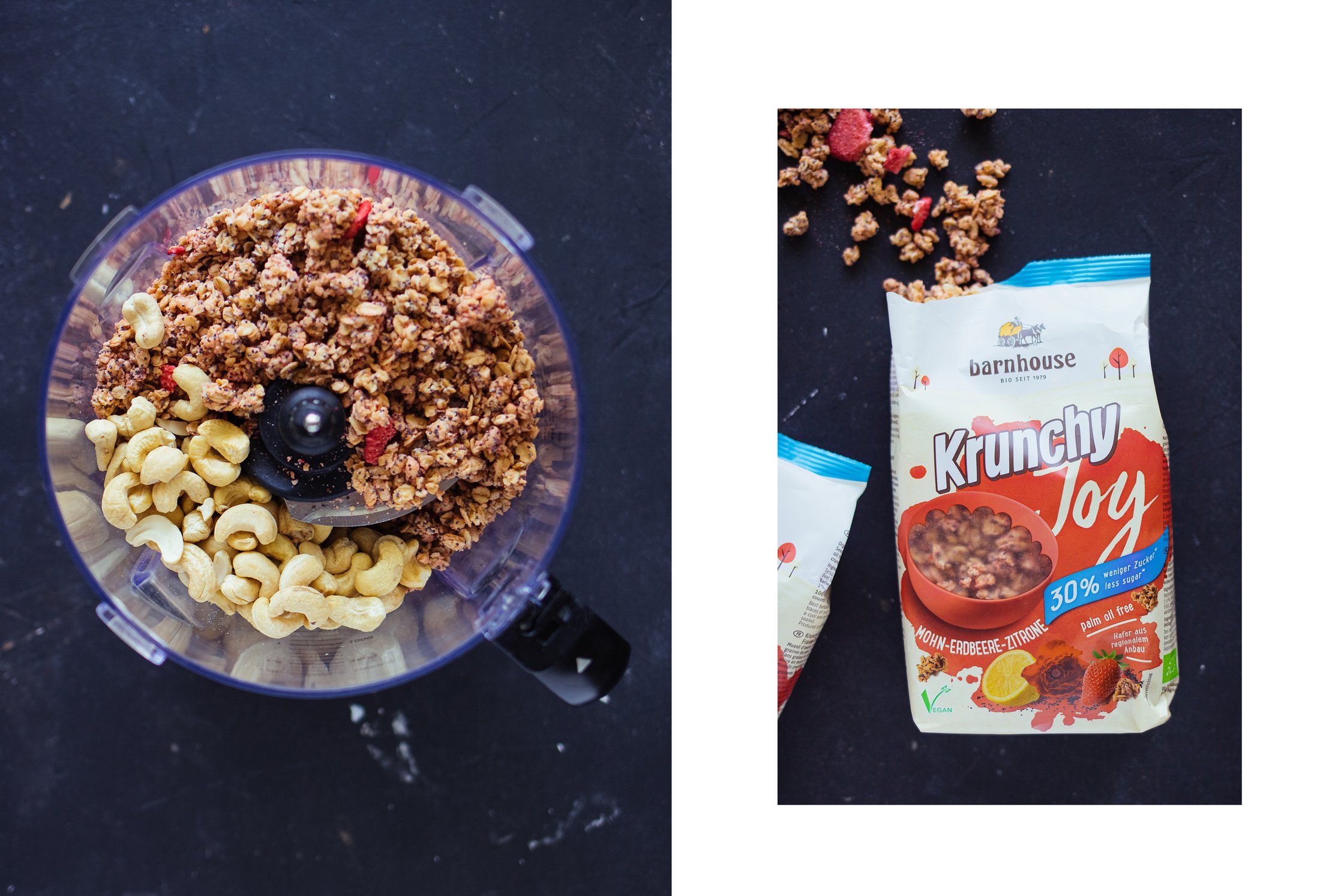 muesli and nuts in a mixer