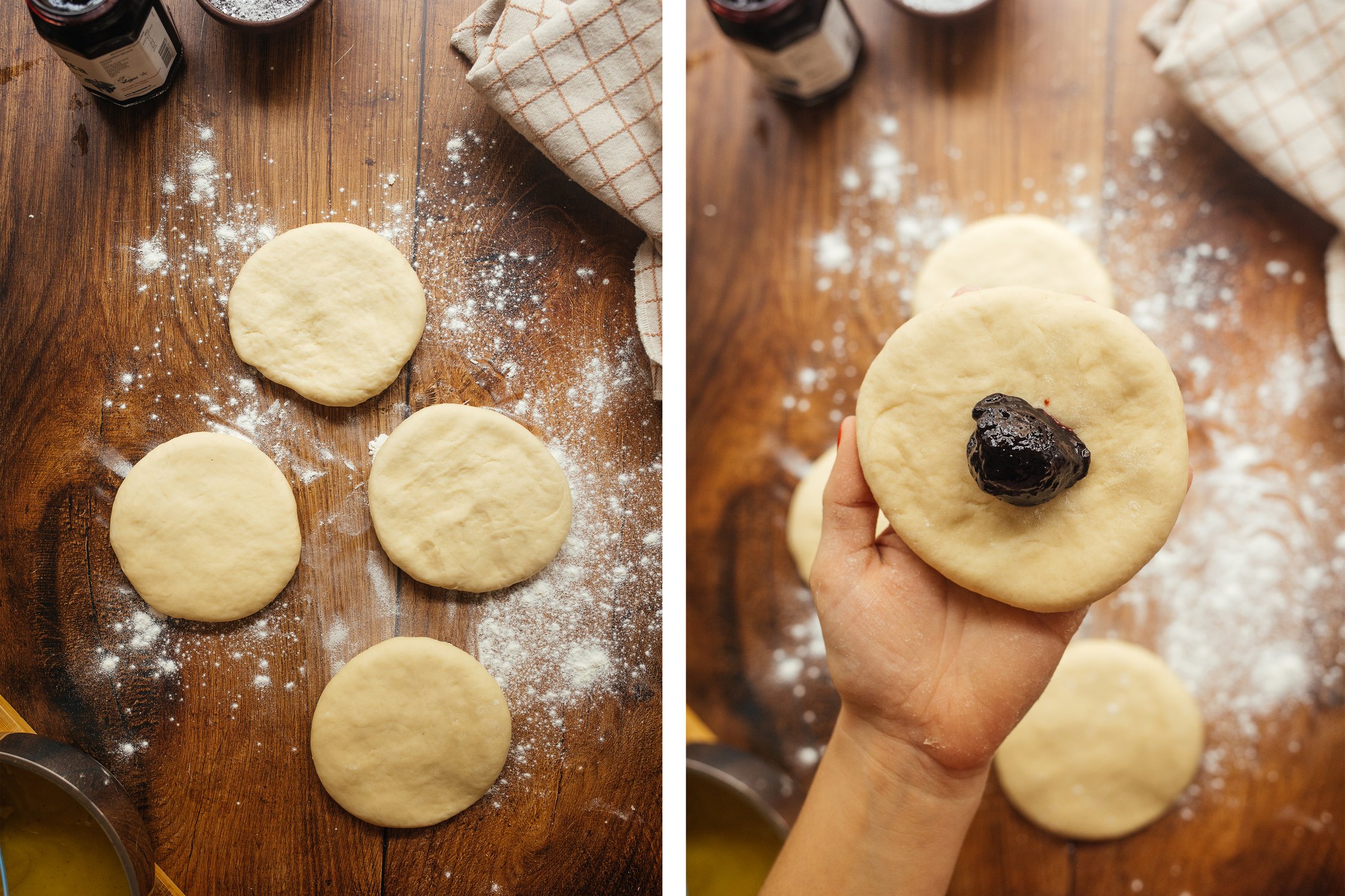 vegan yeast dumplings filled with plum jam