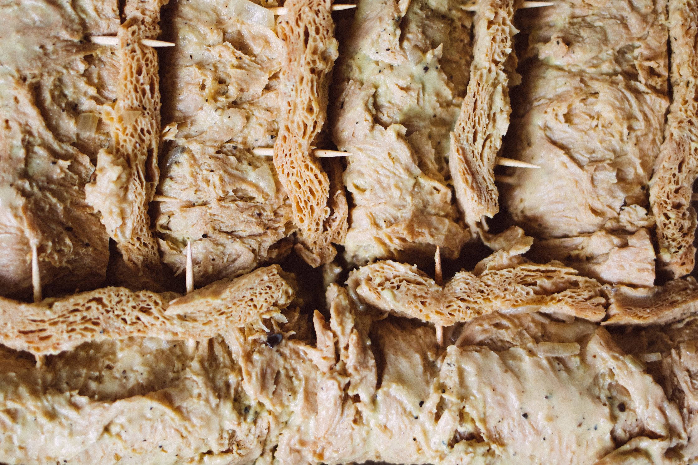 closeup of soy steaks