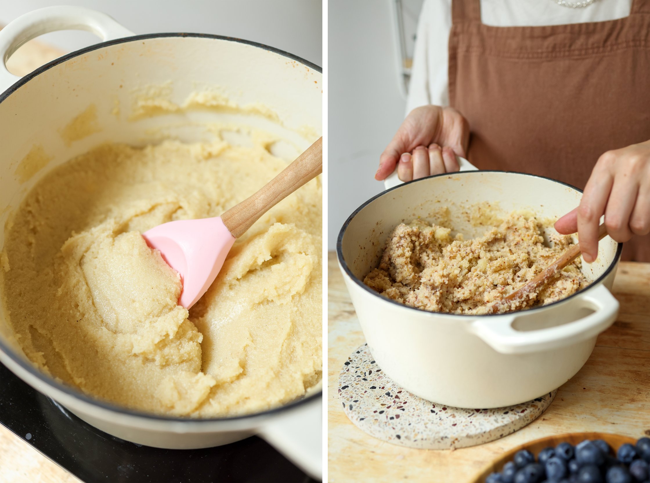 batter for vegan semolina cake in a pot