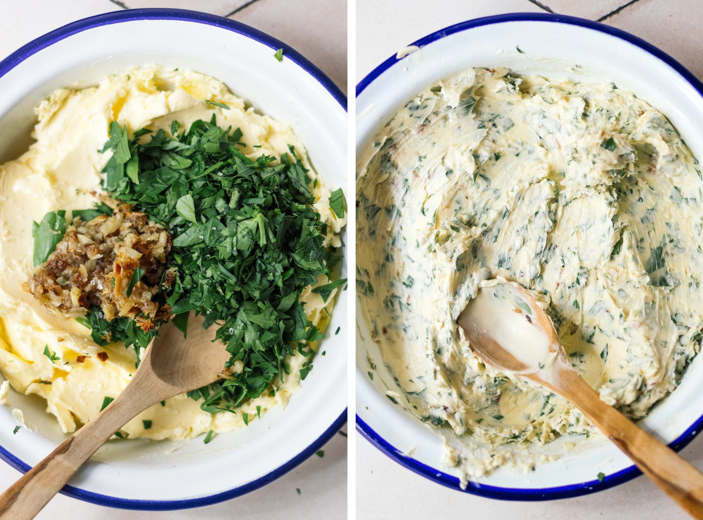 preparing vegan herb and garlic butter