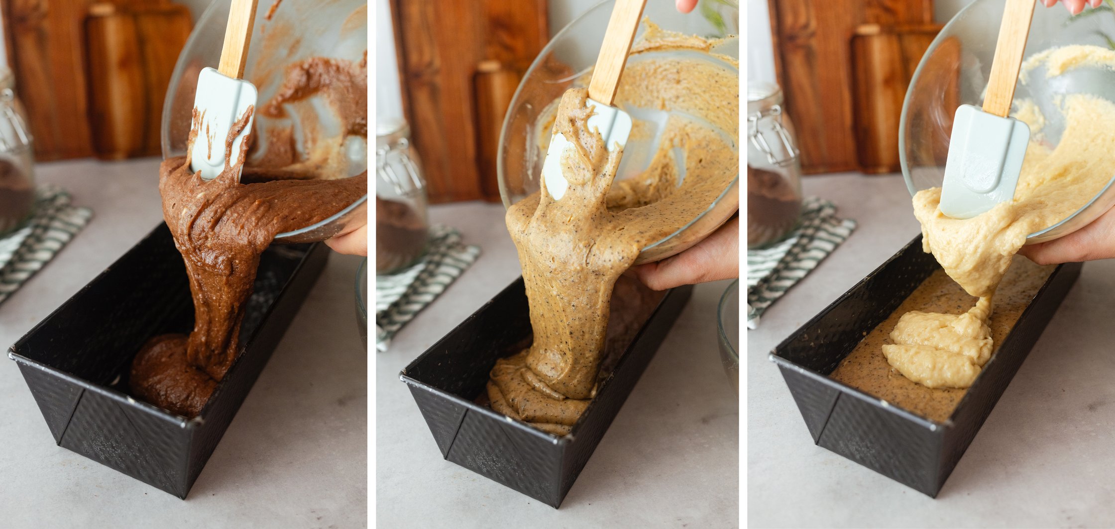 layering the dough in a loaf pan