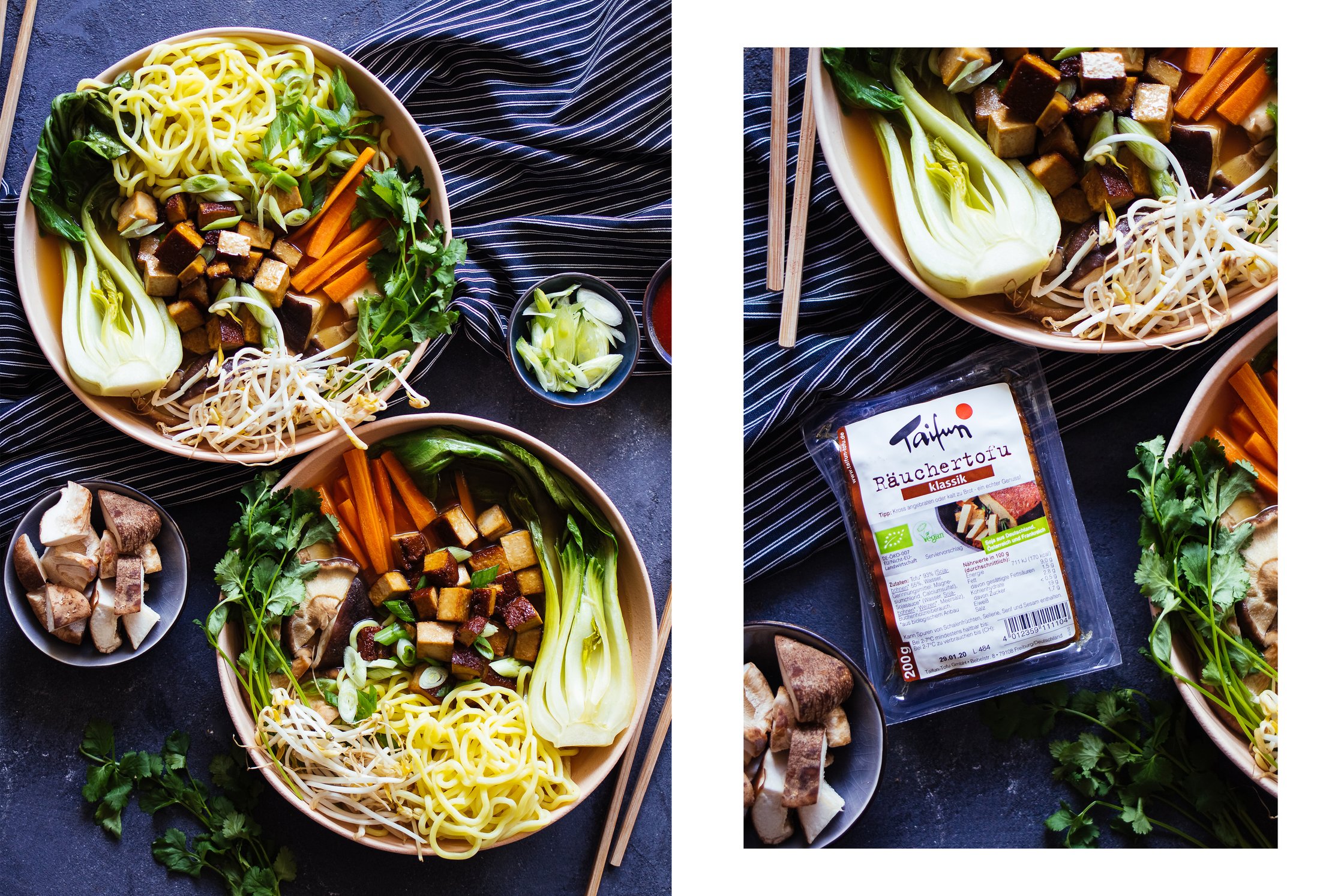 vegan ramen soup with smoked tofu