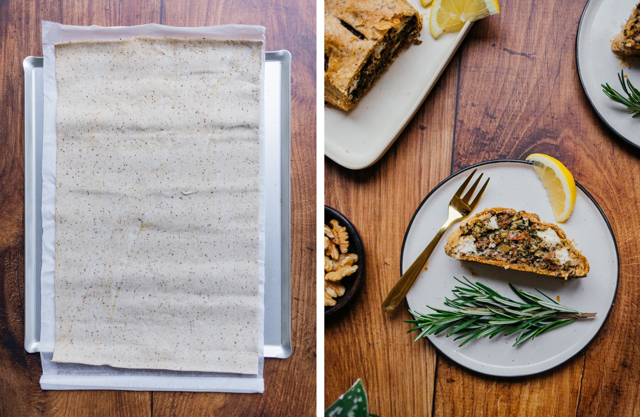 vegan vegetable strudel made with store-bought puff pastry