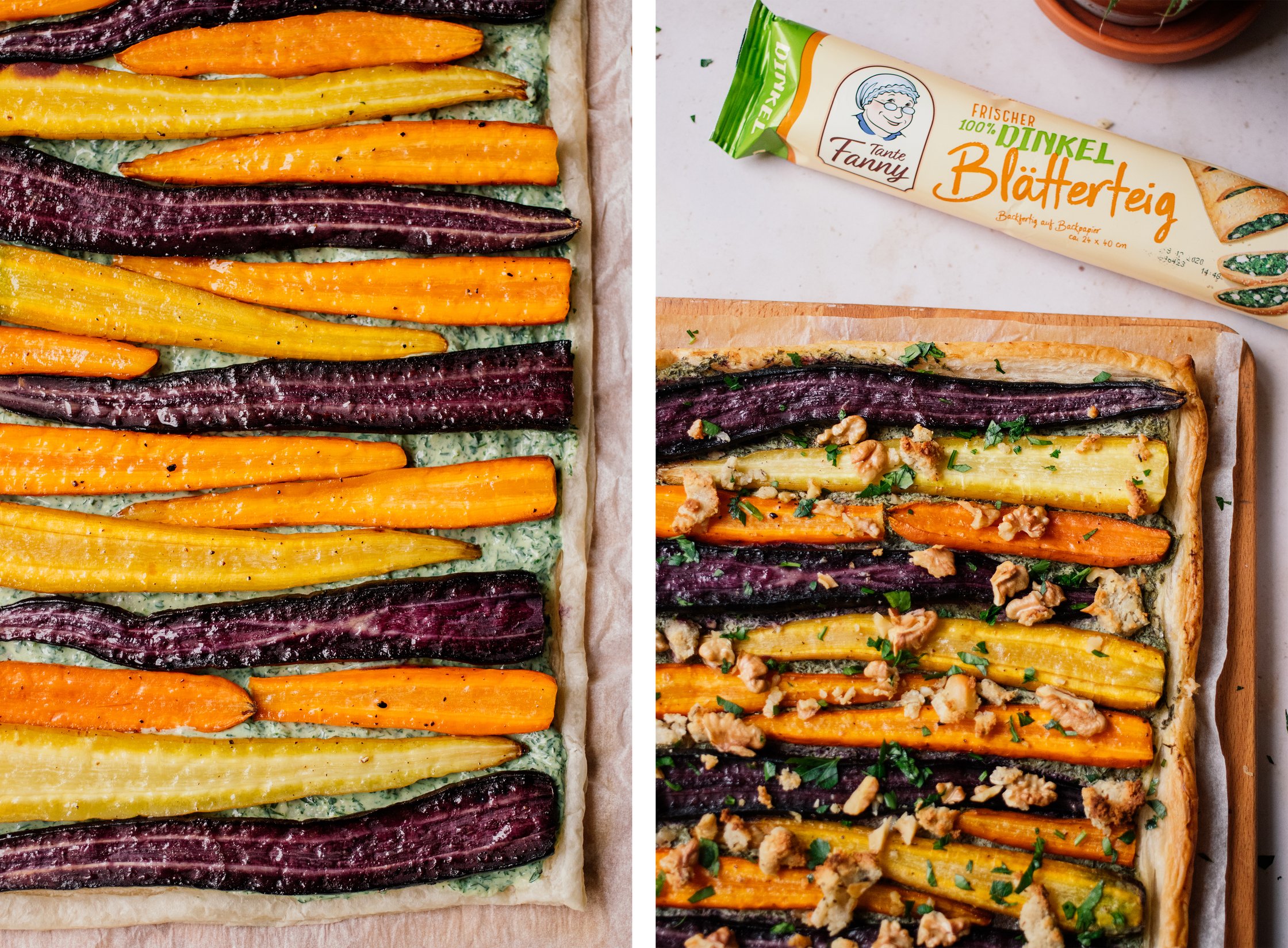 vegane möhrentarte vor dem backen