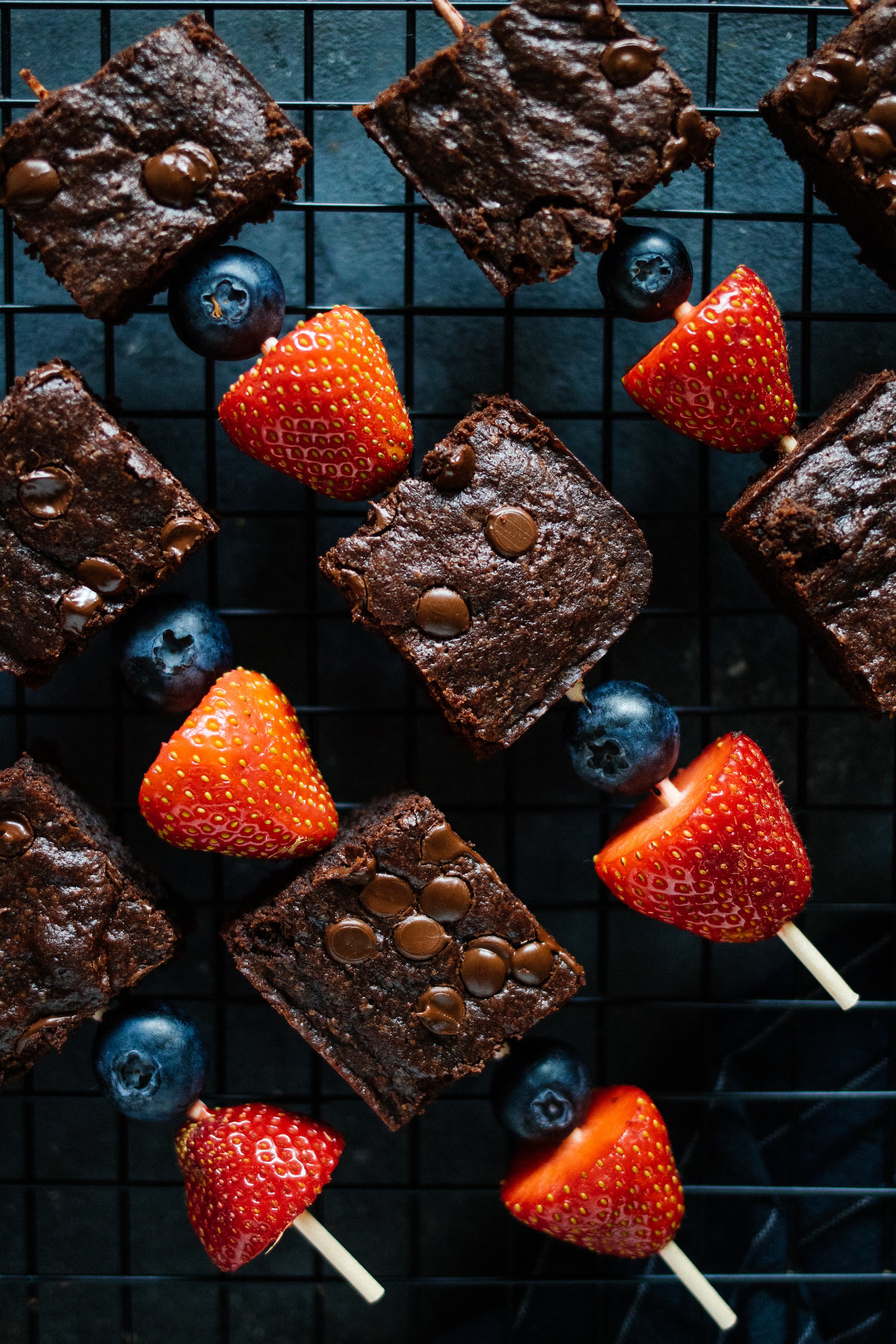 simple picnic sticks with vegan brownies