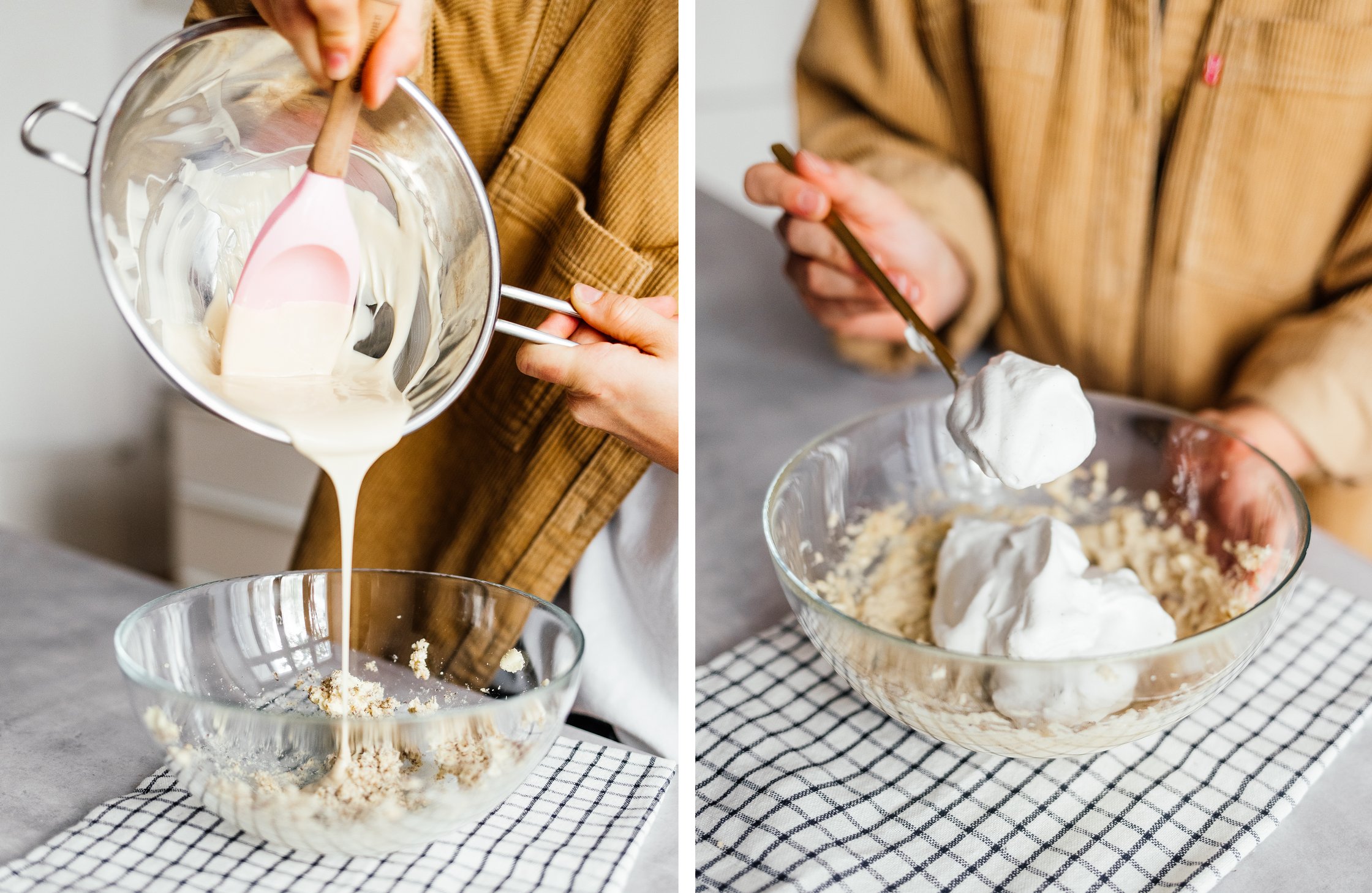 vegane Füllung aus weißer Schokolade, Sahne, Butter und Haselnüssen