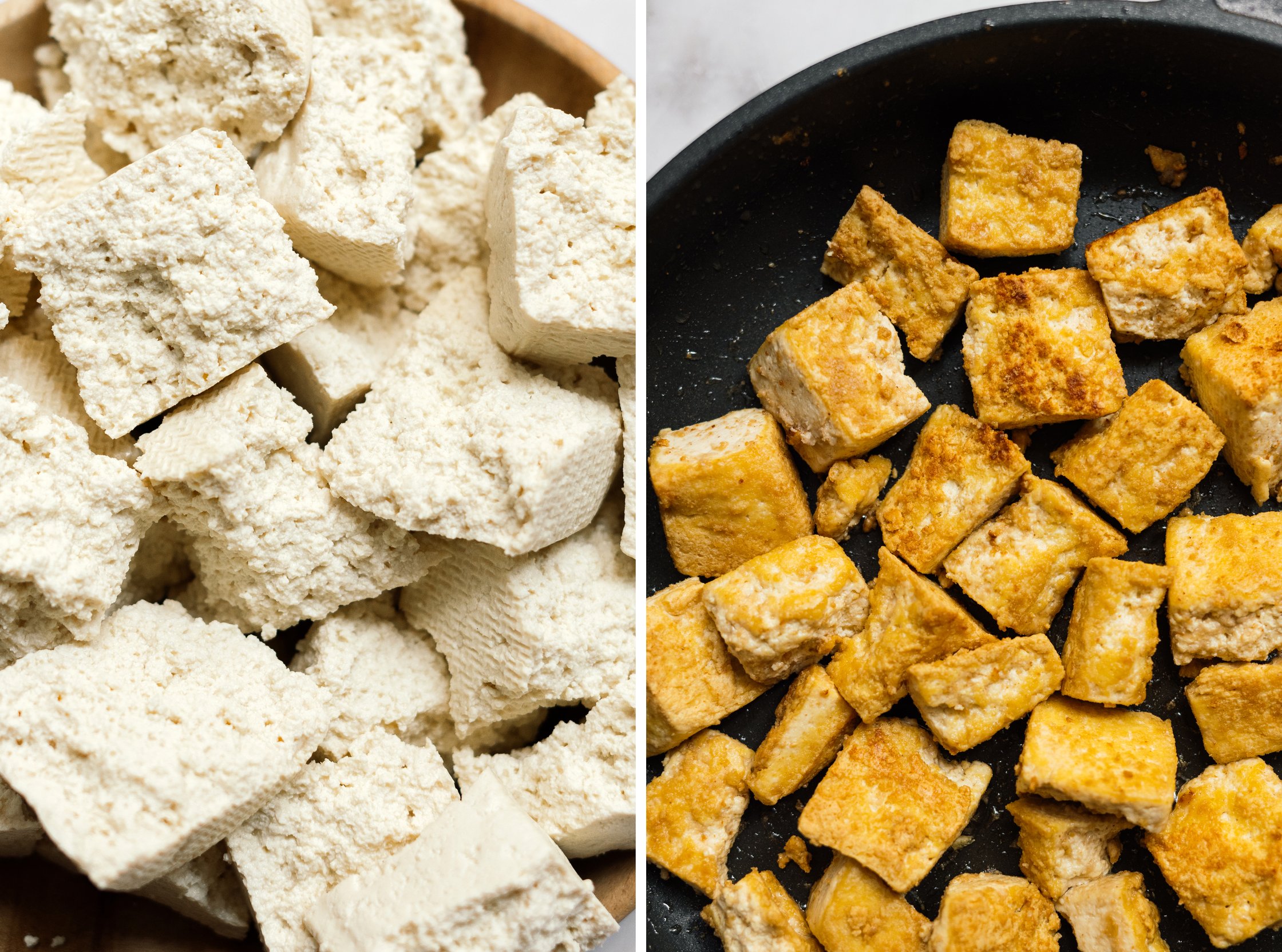 tofu knusprig braten für veganes palak paneer