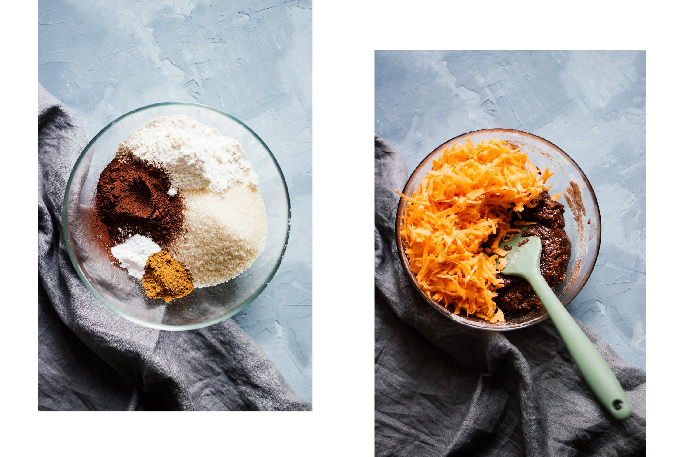 Zutaten für veganen Schokoladenkuchen in einer Glasschüssel