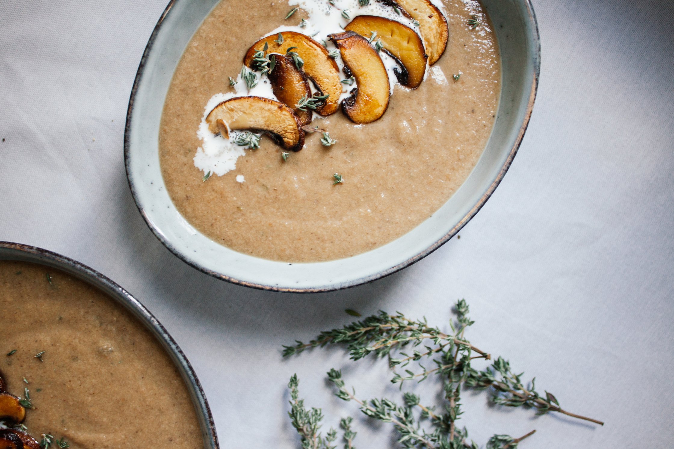mushroom soup in bowls