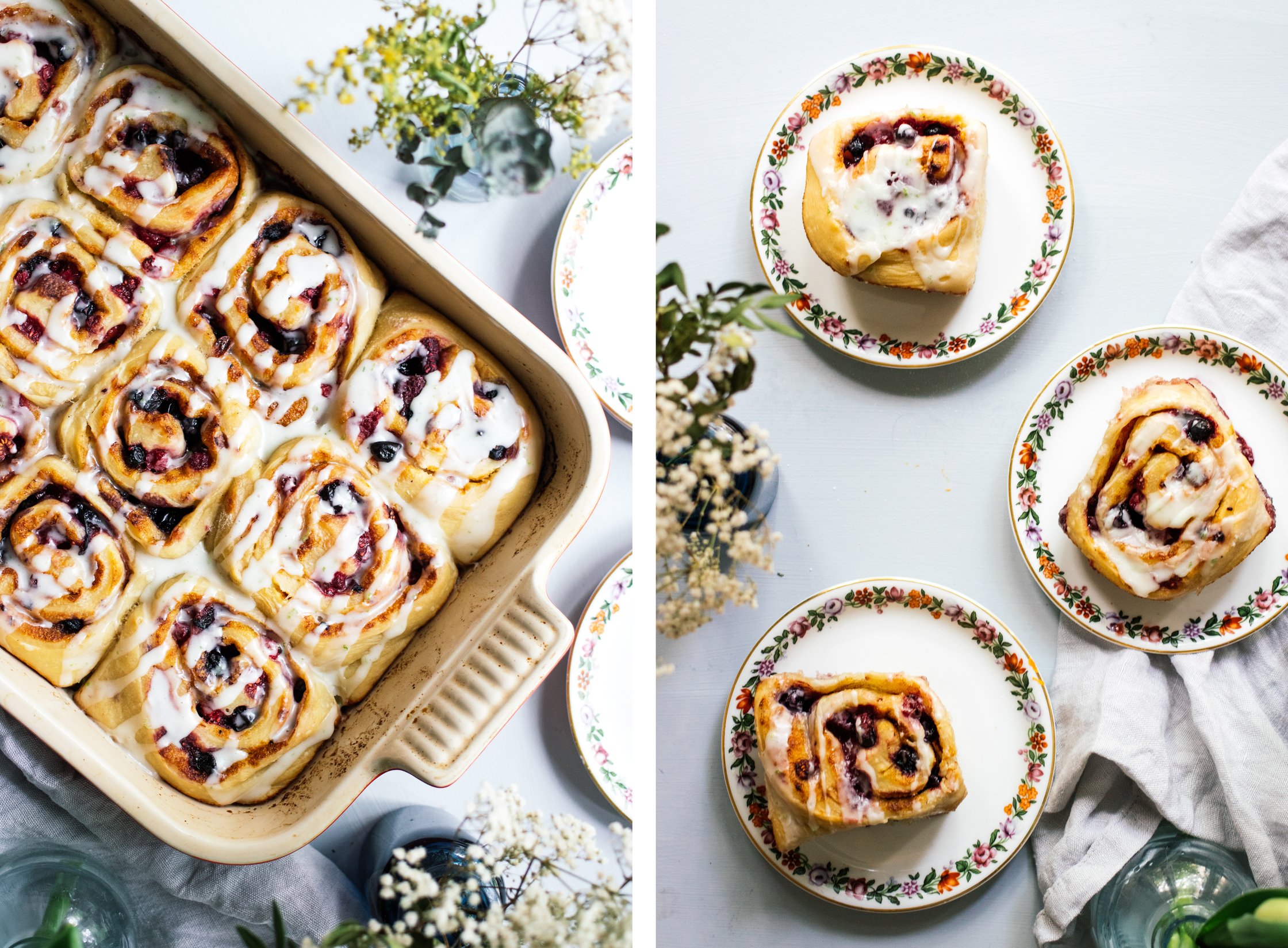vegan berry rolls served on plates