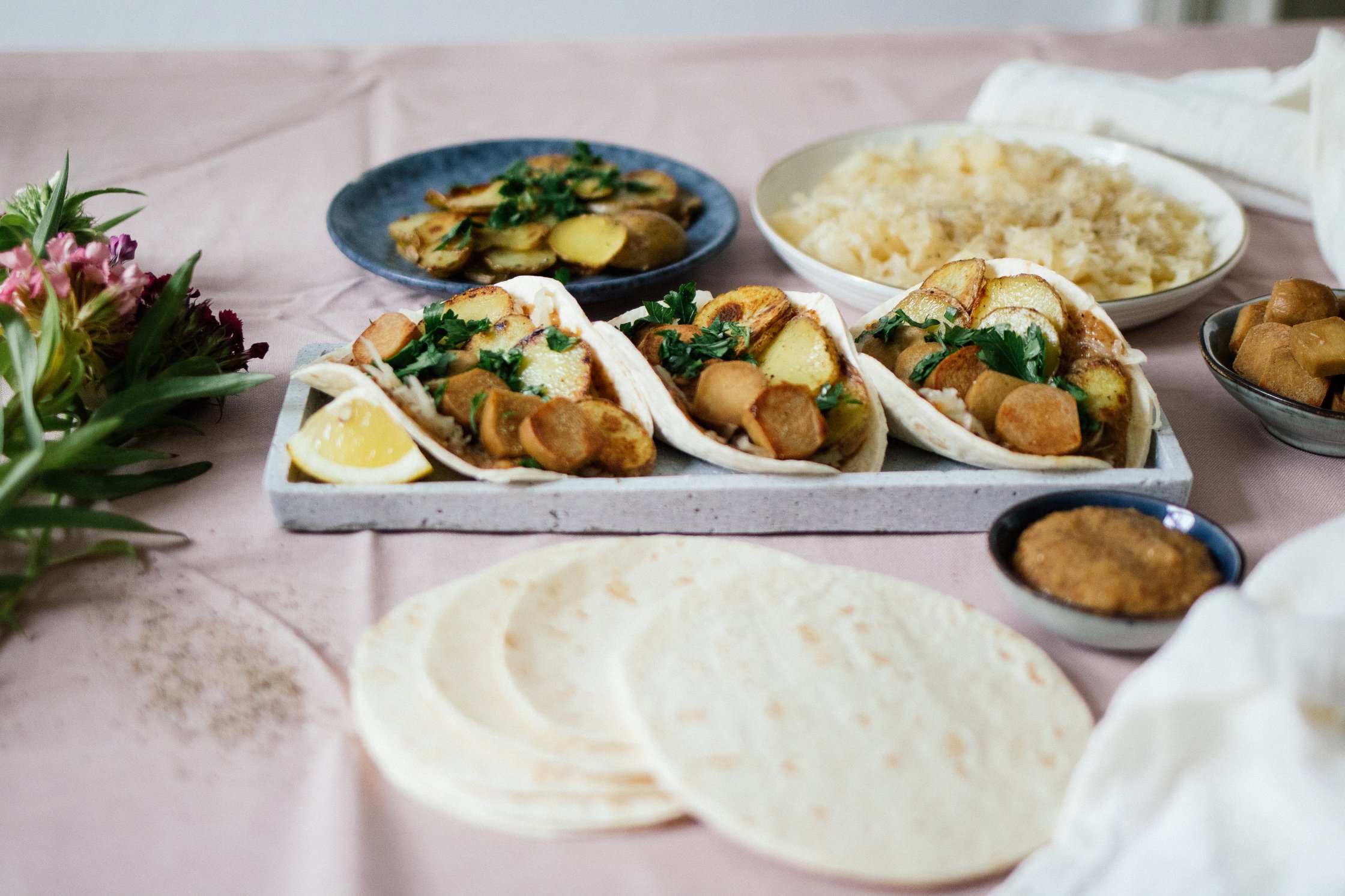 Sauerkraut Tacos von der Seite