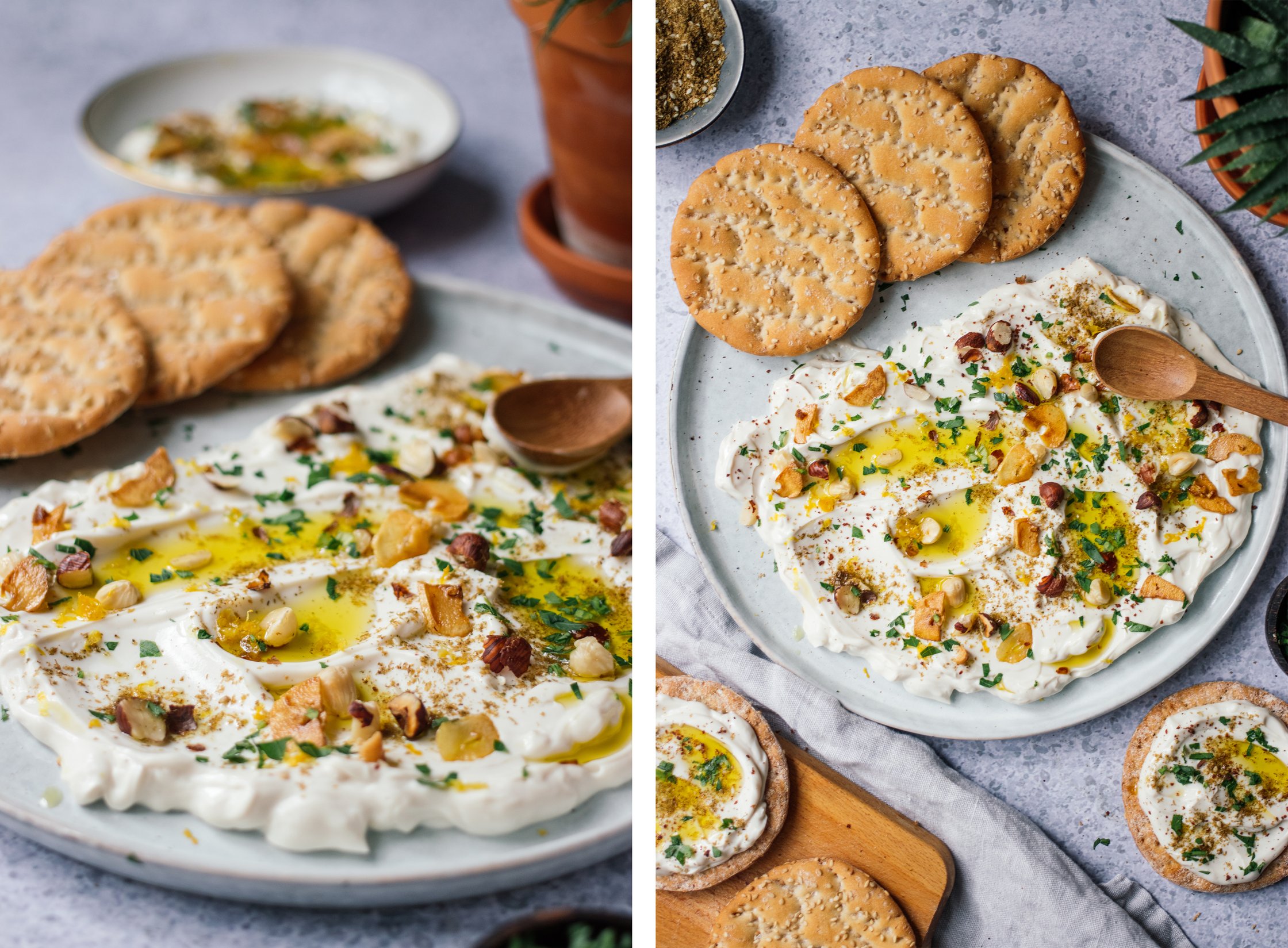 vegan labneh with toppings