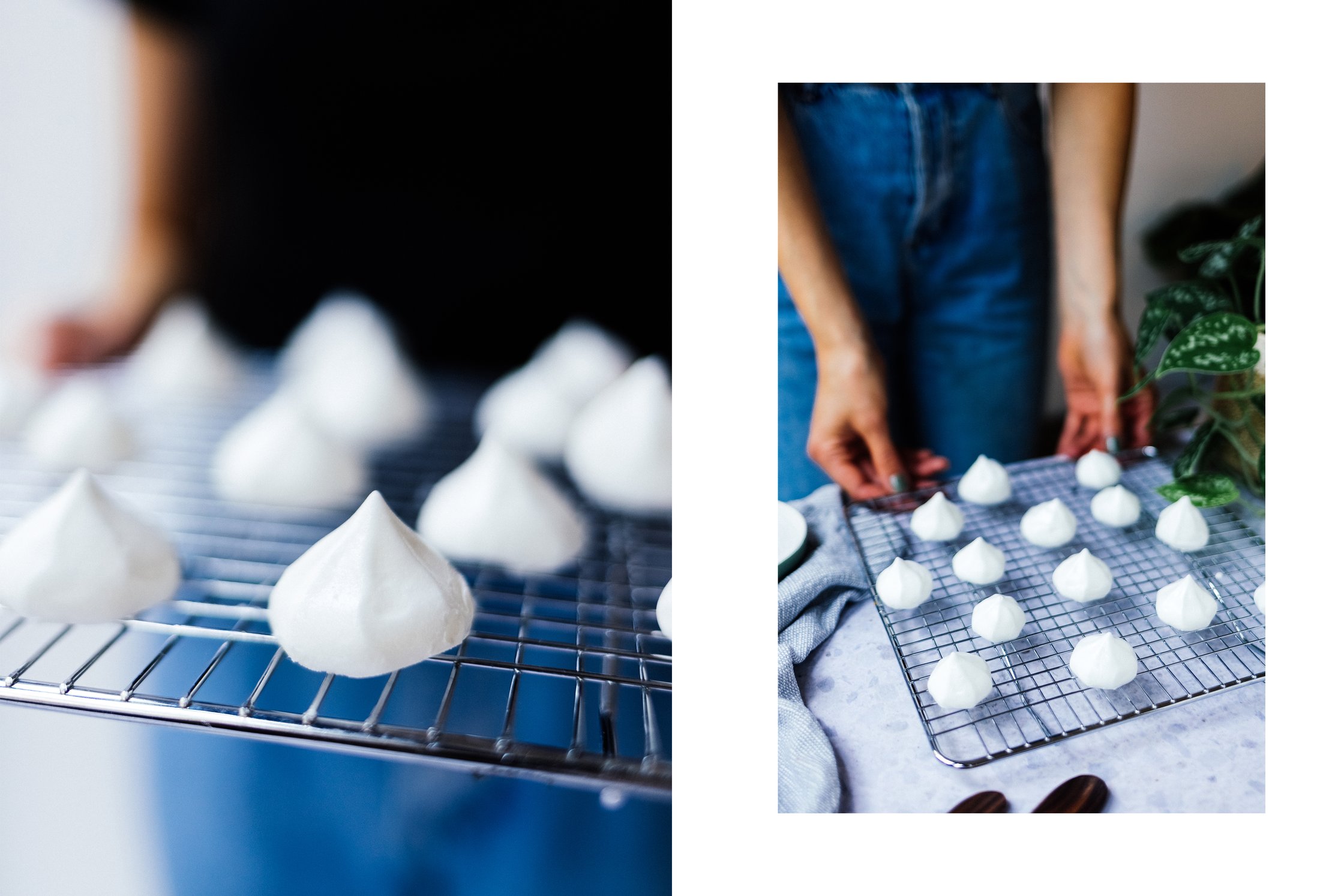 vegan meringue on a cooling rack