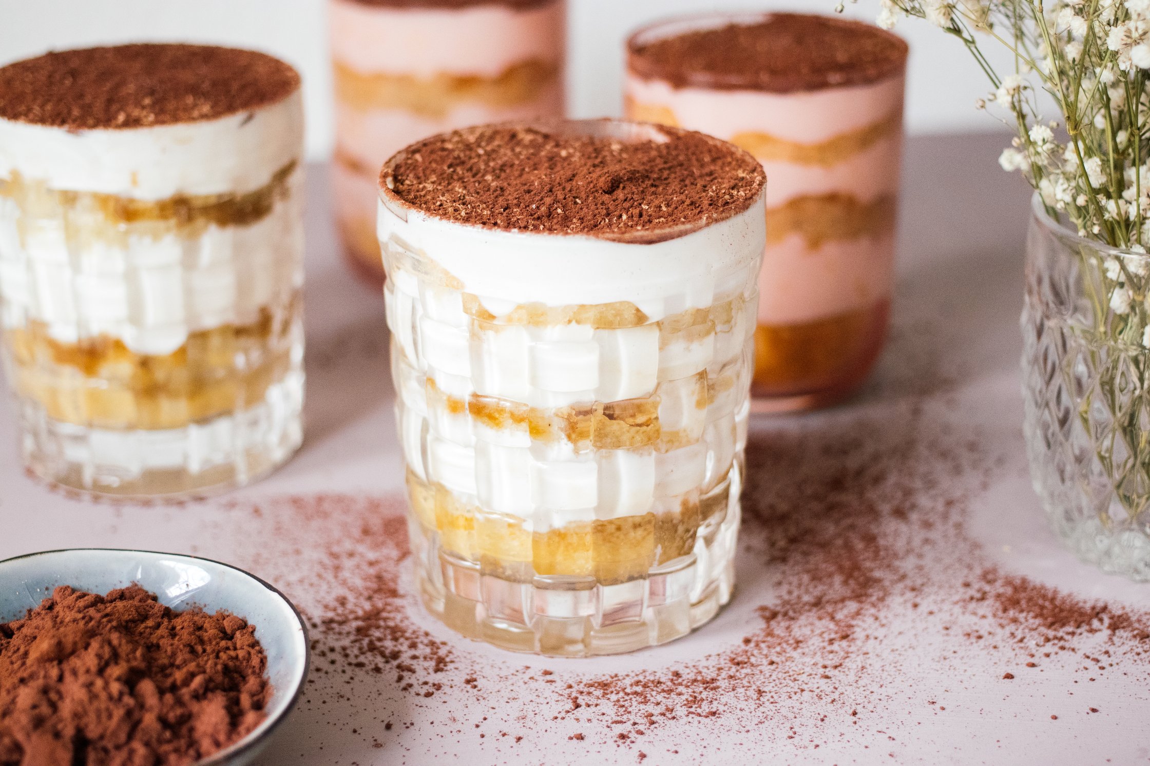 vegan tiramisu in jars
