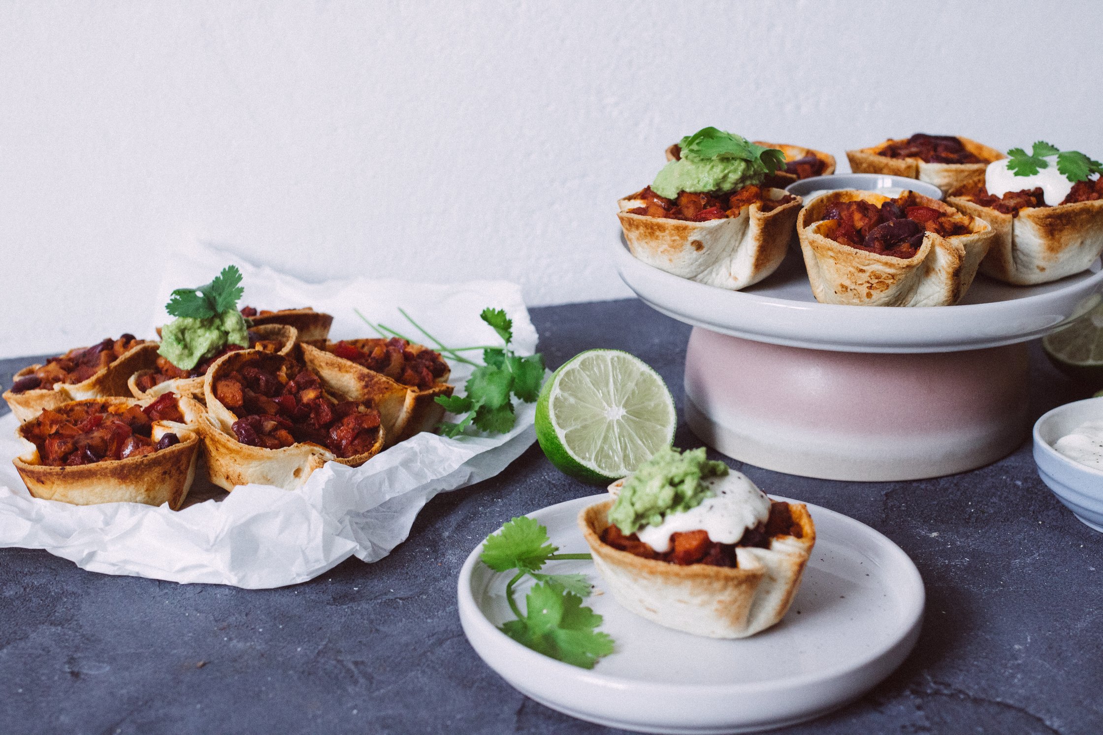 taco cups angerichtet