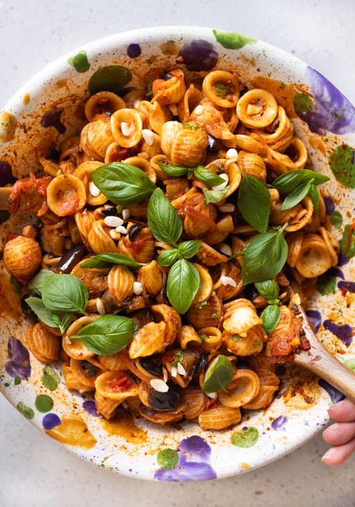 Veganer Caponata-Nudelsalat
