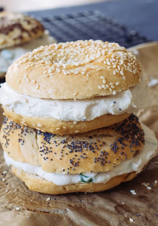 Vegan cream cheese bagel