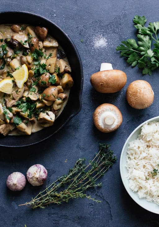 Creamy Mushroom Ragout with Rice