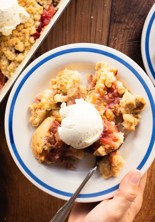 Vegan Rhubarb Crumble with Vanilla Ice Cream