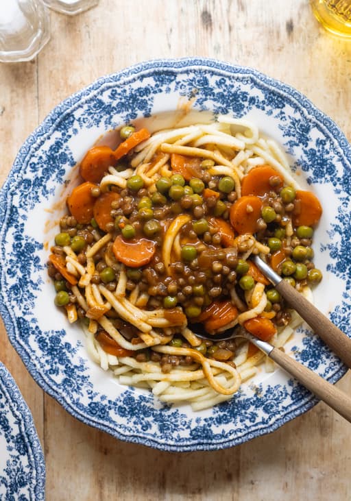 Quick Lentil Goulash with Spaetzle
