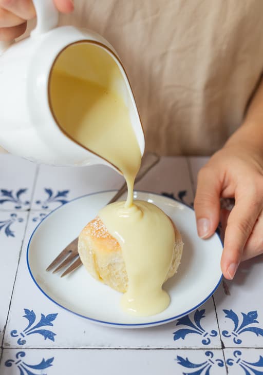 Vegan Buchteln with Vanilla Sauce