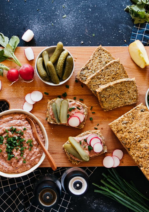 Homemade Vegan Liverwurst with Freshly Baked Bread
